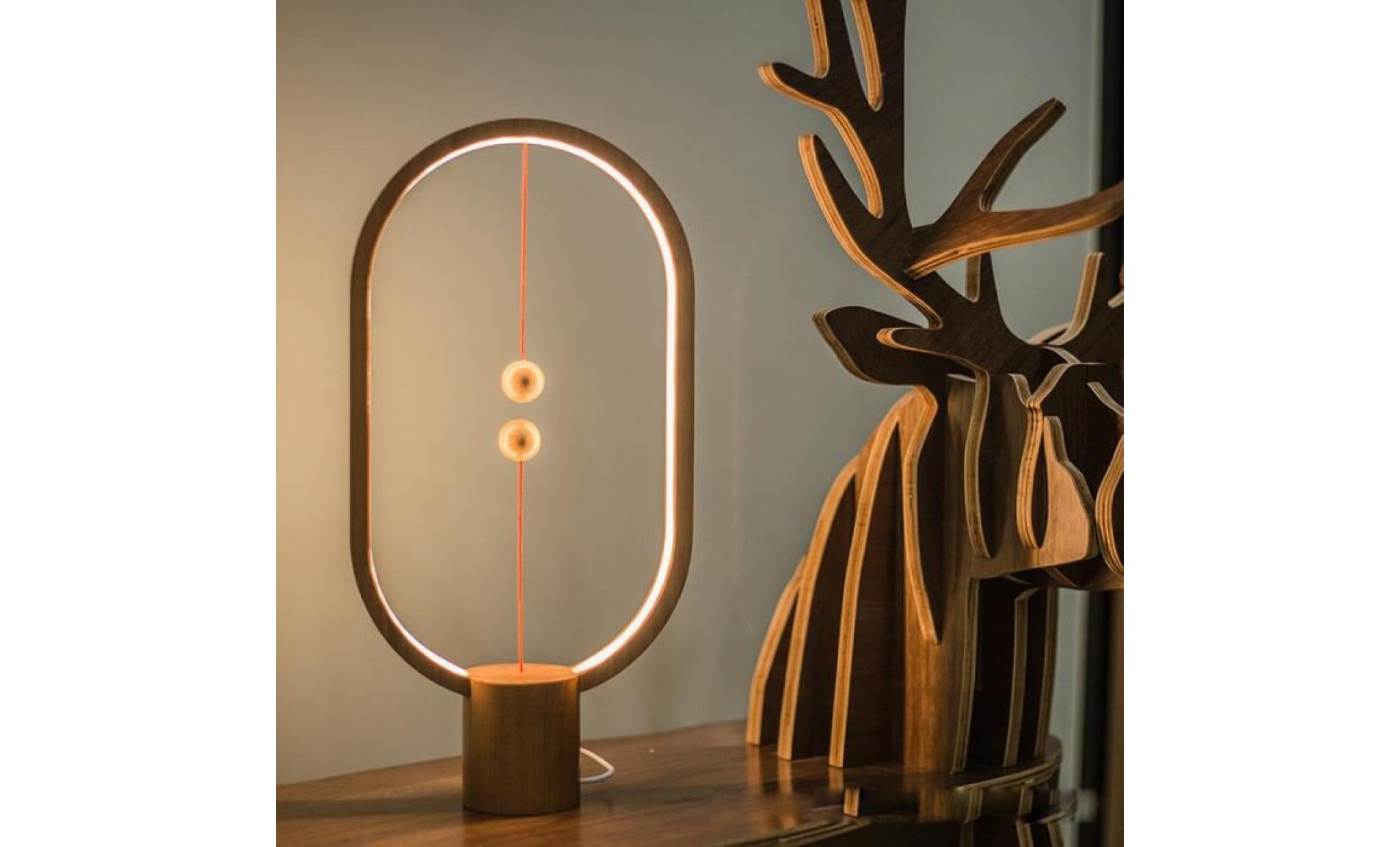 lampe de bureau style natural bois 40.5cm   48led interrupteurs de magnétique perles en bois pas cher