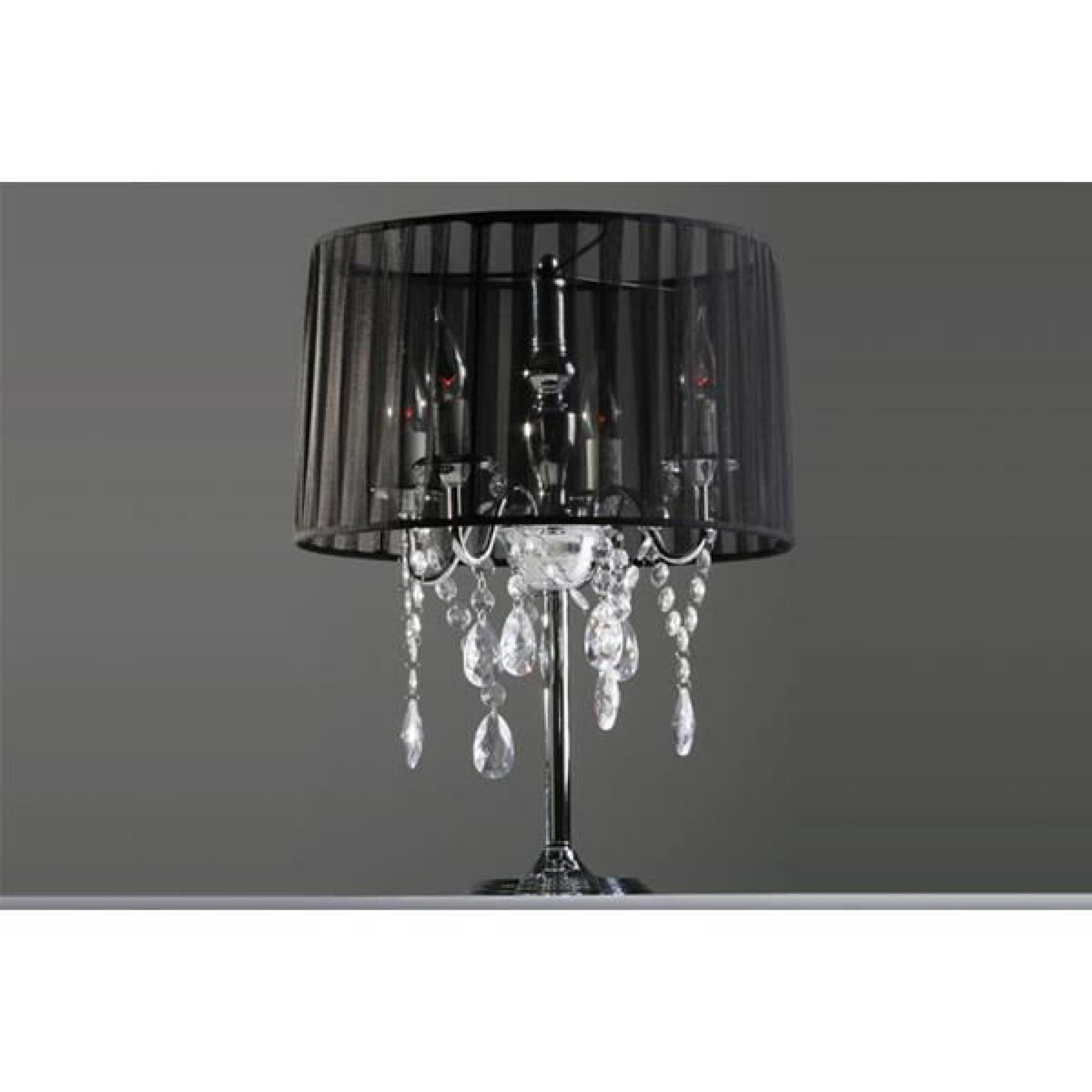 Lampe de chevet baroque à pampilles Lampe de table chandelier tissu noir