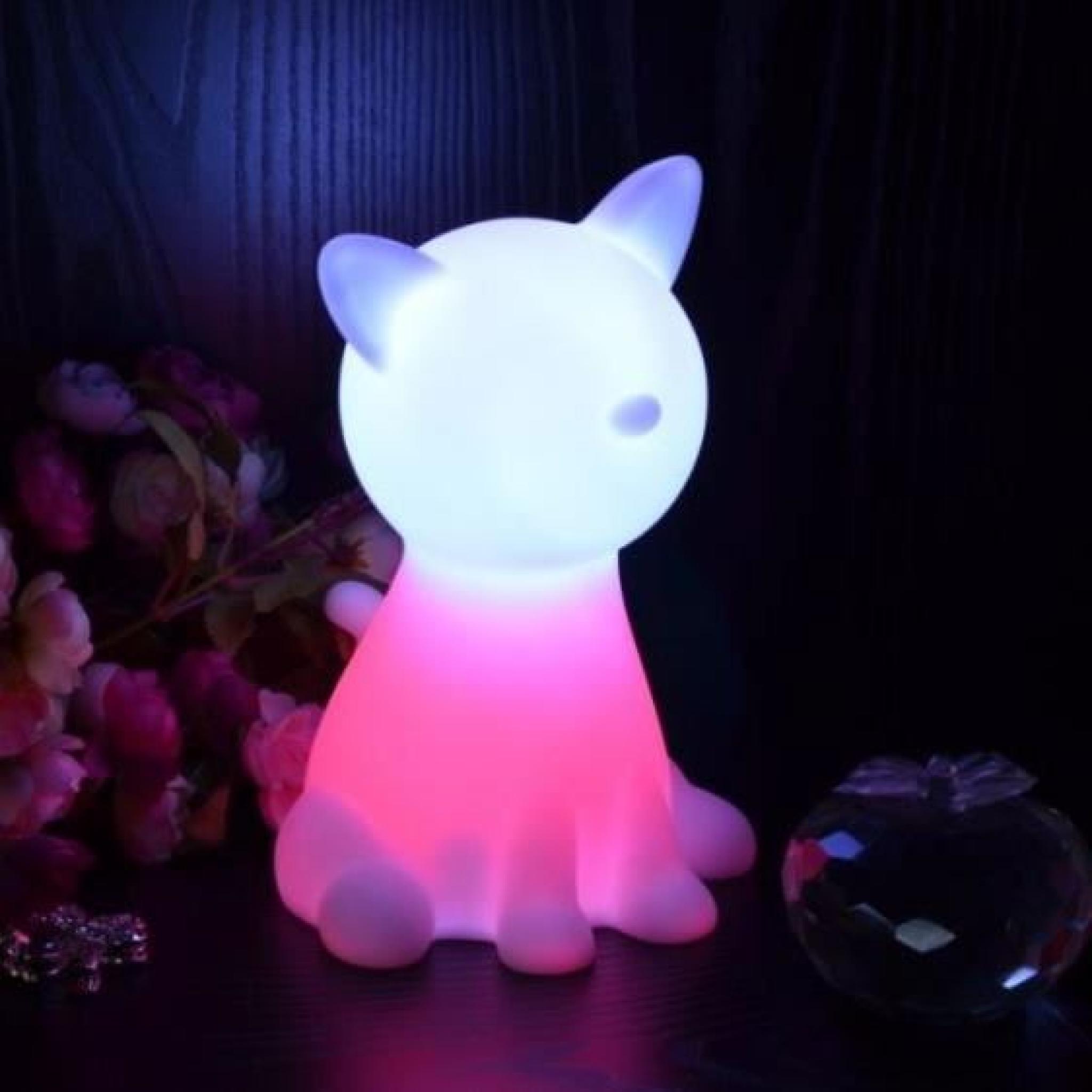 Lampe de chevet chat LED sans fil rechargeable multicouleurs