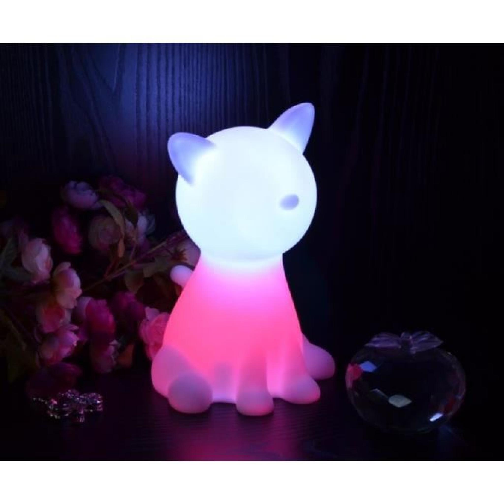 Lampe de chevet chat LED sans fil rechargeable multicouleurs pas cher
