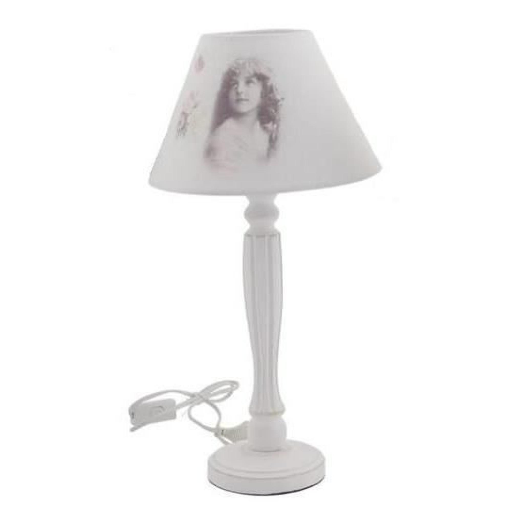 Lampe de chevet en bois blanc vintage