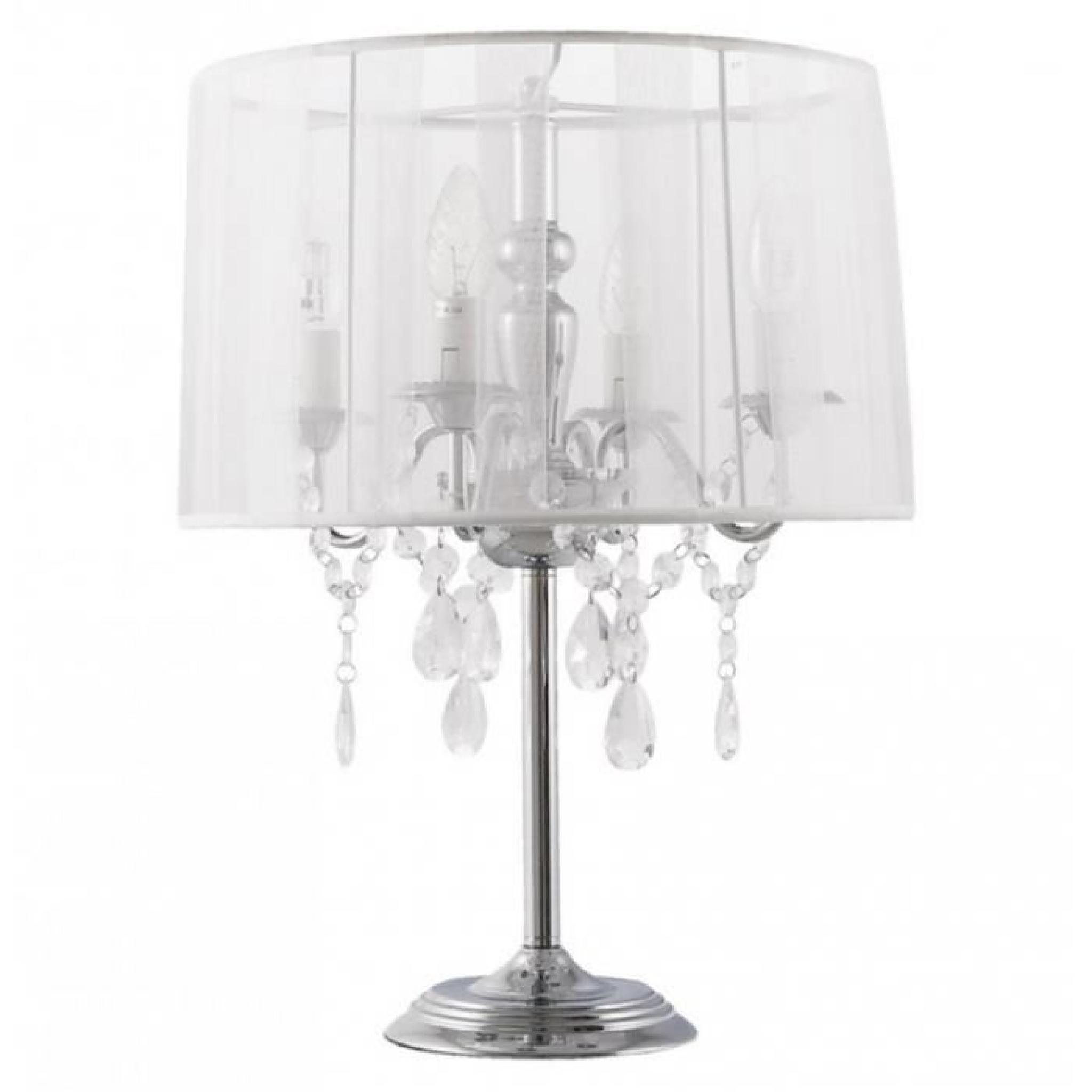 Lampe de chevet 'KLASSIK' blanche chandelier baroque à  pampilles