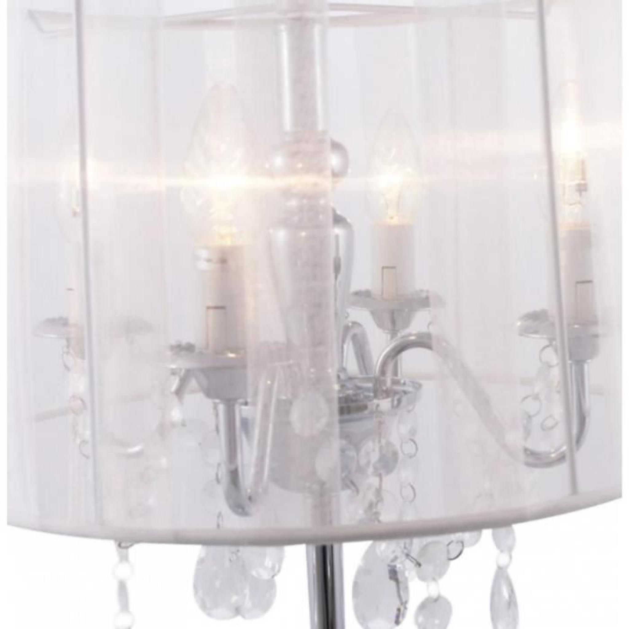 Lampe de chevet 'KLASSIK' blanche chandelier baroque à  pampilles pas cher