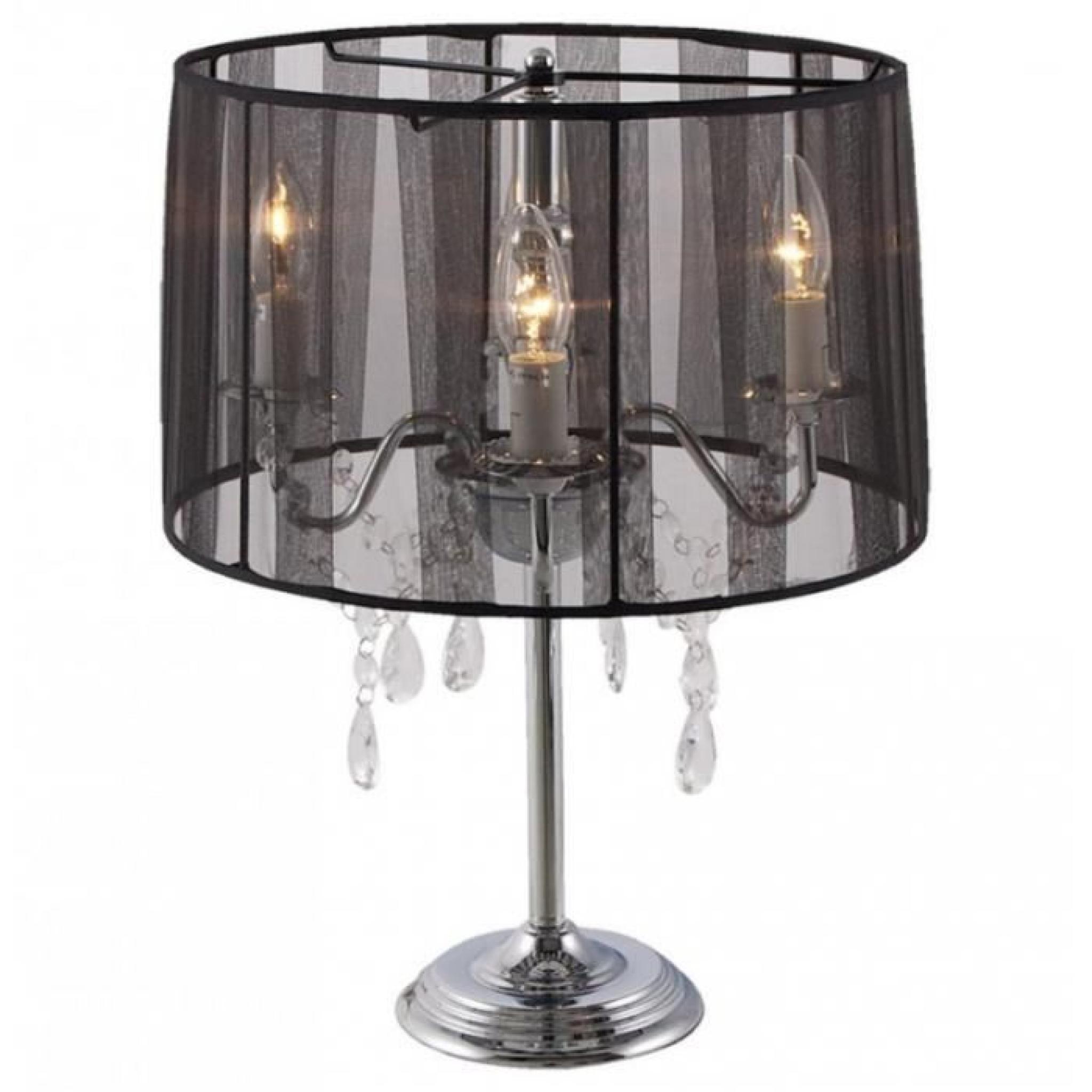 Lampe de chevet 'KLASSIK' noire chandelier baroque à pampilles