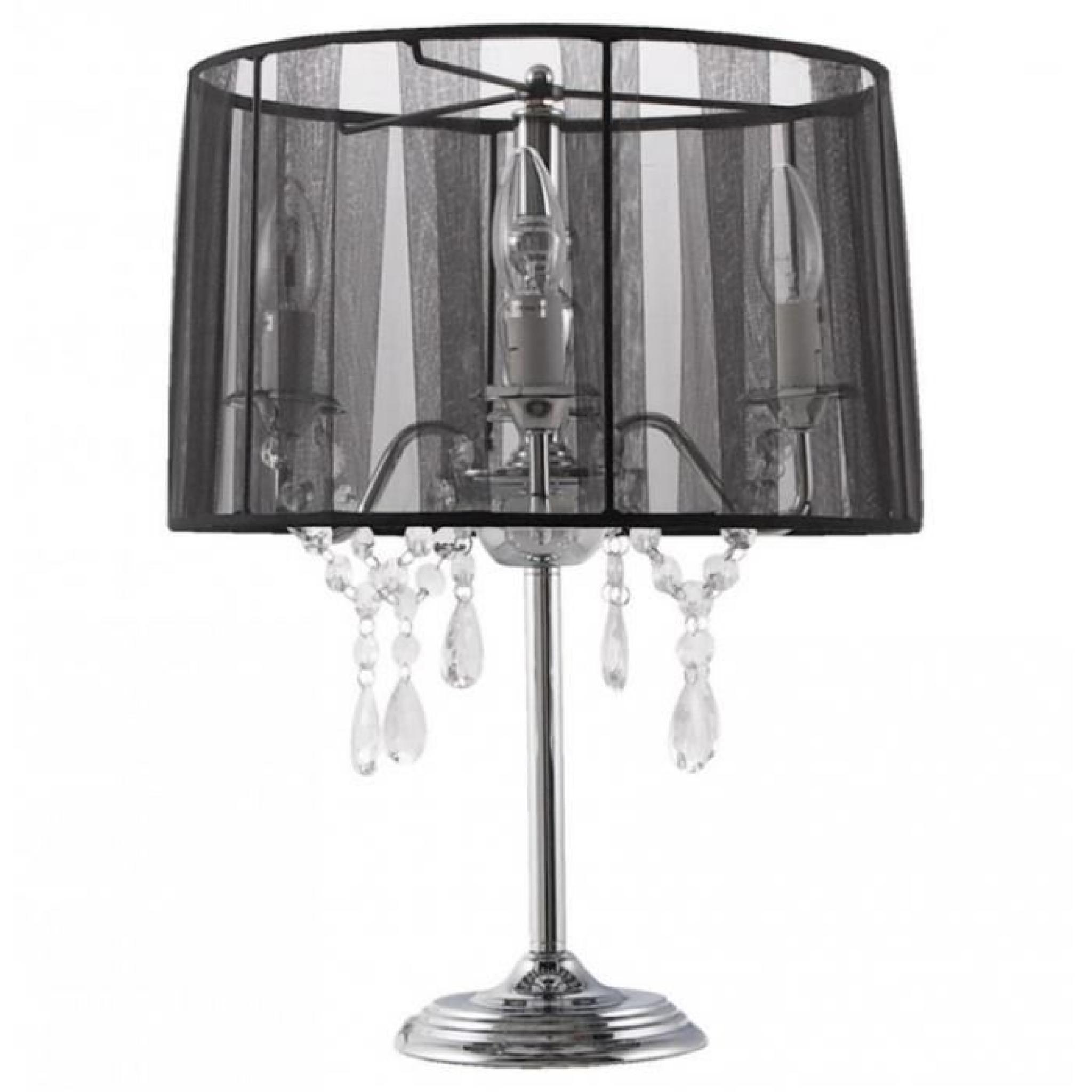 Lampe de chevet 'KLASSIK' noire chandelier baroque à pampilles pas cher