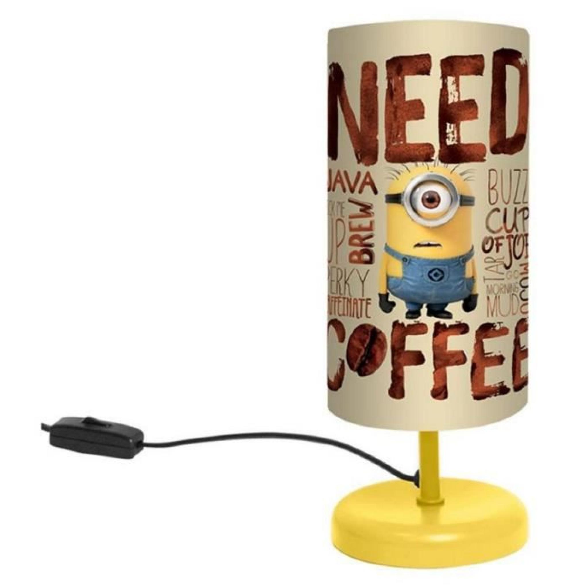 Lampe de chevet Minion 29 cm NEED COFFEE- Moi, Moche et Méchant pas cher
