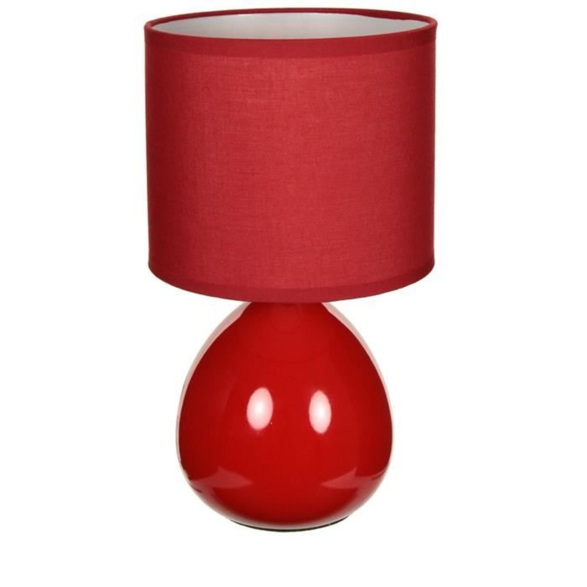 Lampe de chevet ovale ceramique rouge