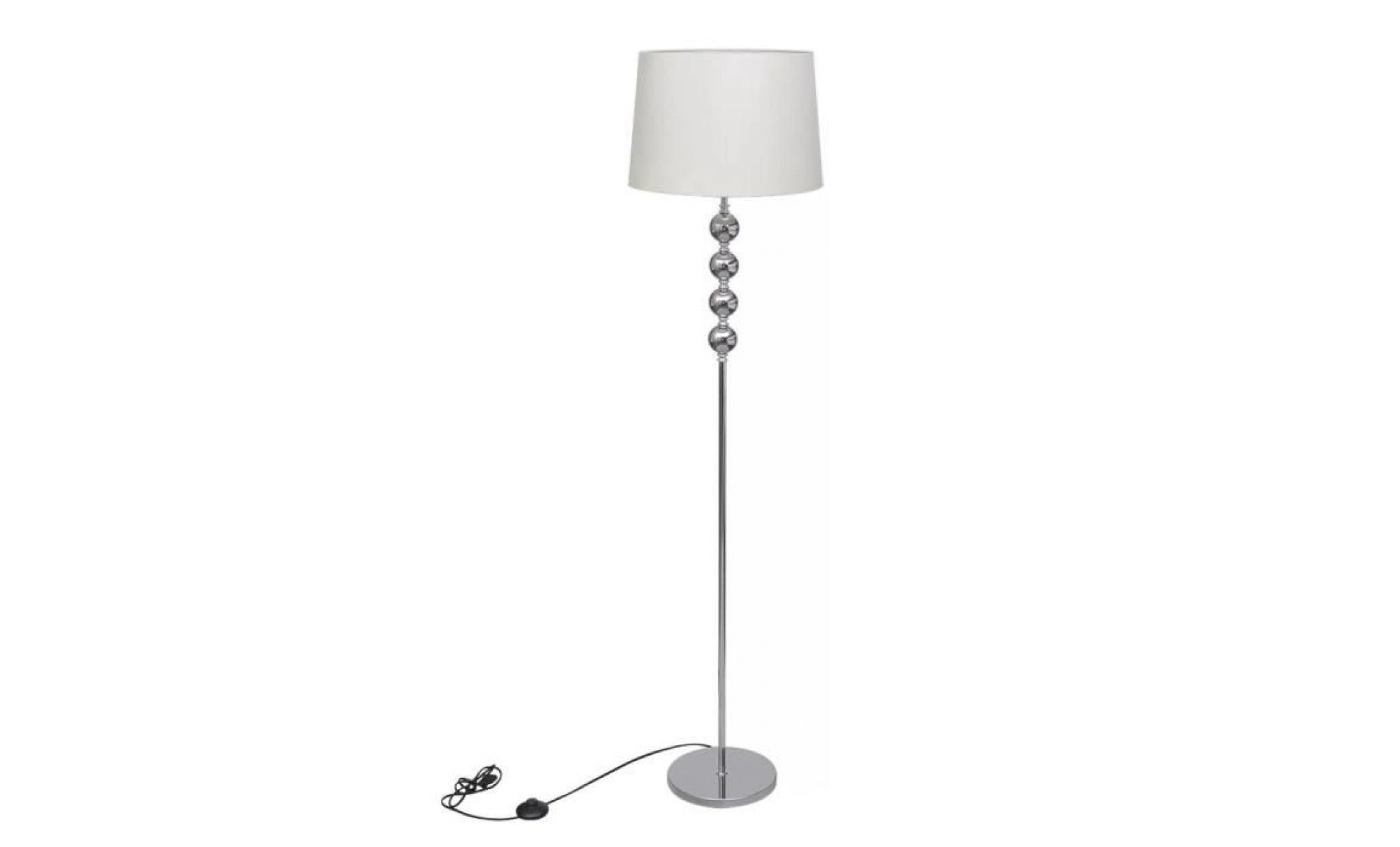 lampe de sol à long pied avec 4 boules de décoration blanc lampadaire