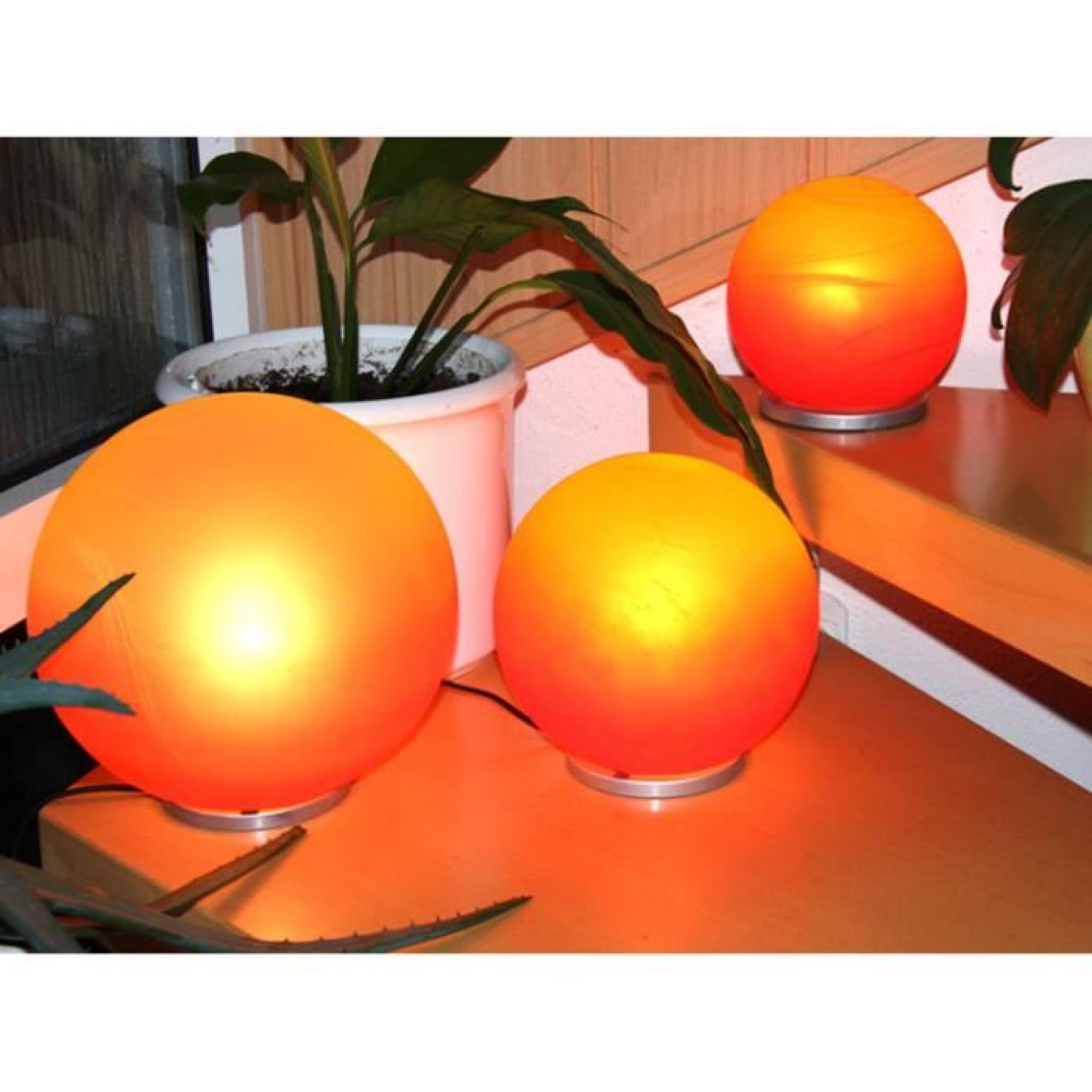 Lampe de table à billes orange en verre, 20 cm pas cher