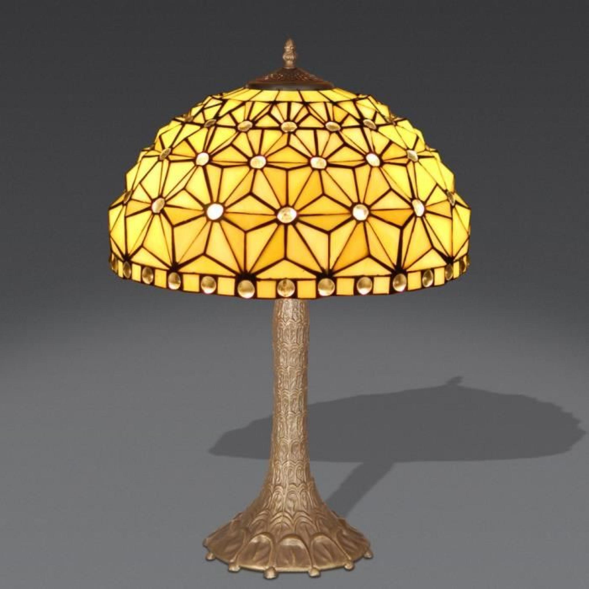 Lampe de table avec étoiles style Tiffany avec base de métallique bronzé