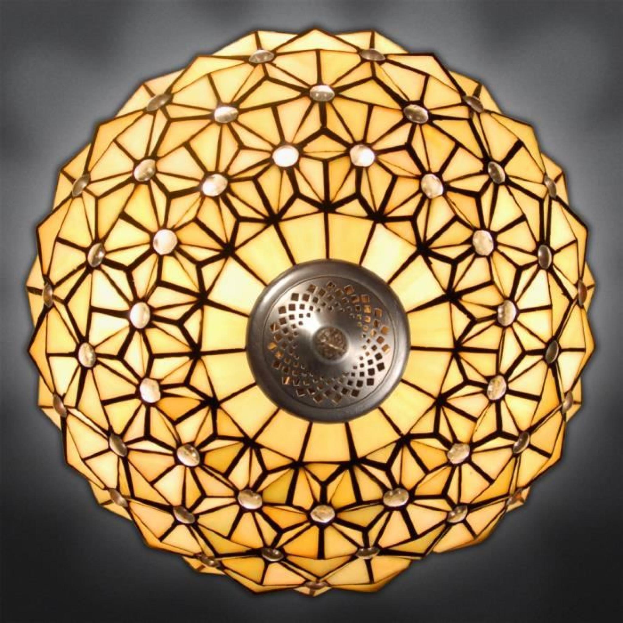 Lampe de table avec étoiles style Tiffany avec base de métallique bronzé pas cher