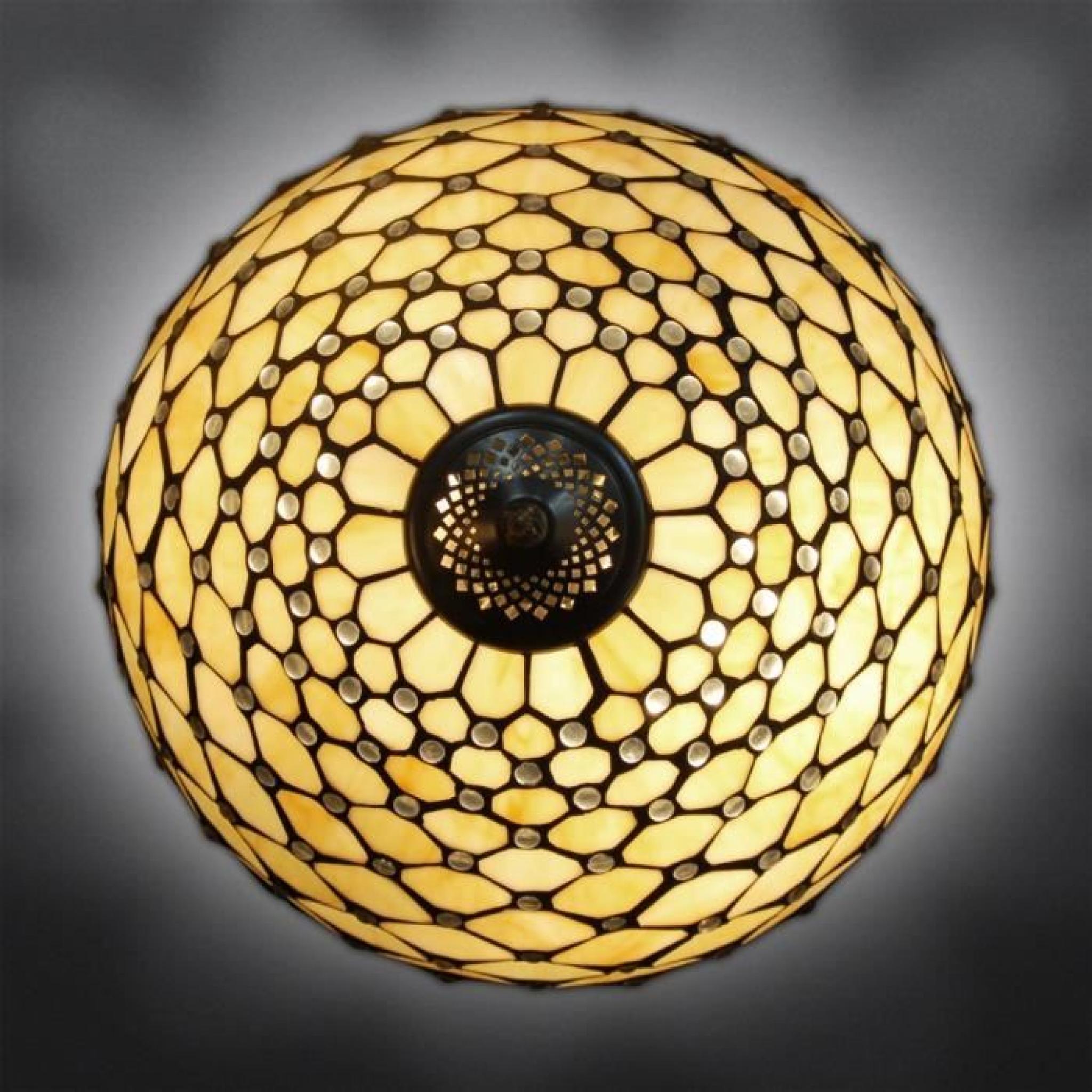 Lampe de table avec pierres style Tiffany avec base de métallique bronzé pas cher