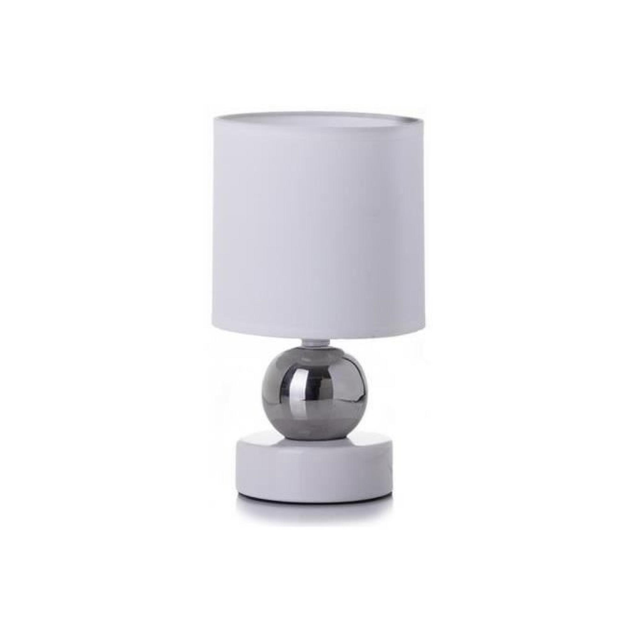Lampe De Table Blanc-Argent Céramique 13 X 13 X 23,50 Cm