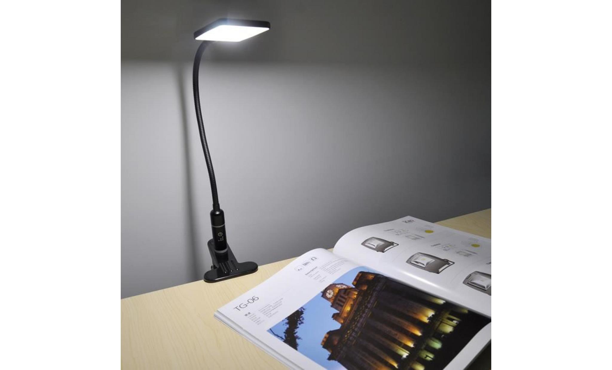 lampe de table bureau lampe de chevet a led luminosité dimmable tactile noir à pince lampe de travail led bureau à clipser enuotek pas cher