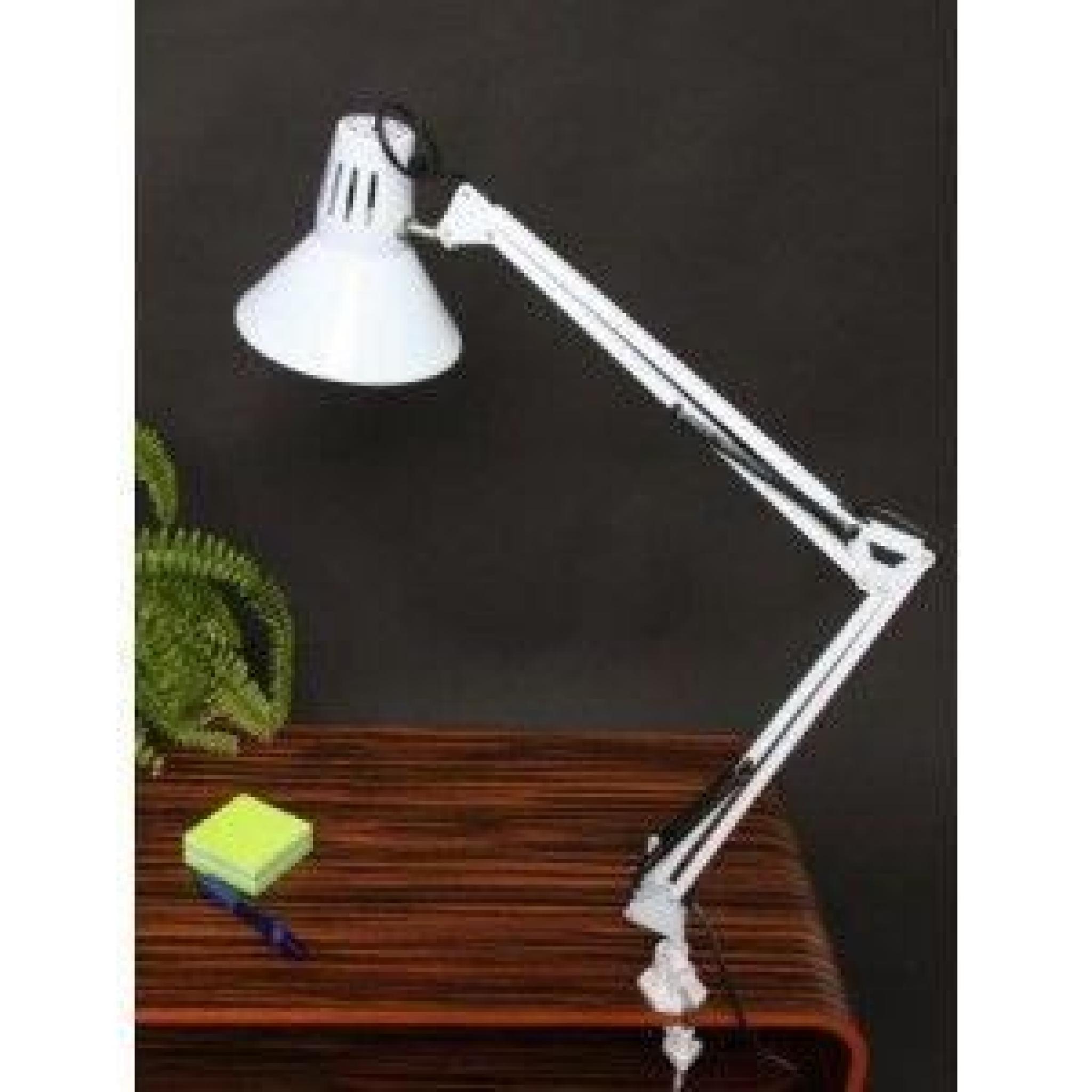 Lampe de table/bureau métal/plastique orientable blanc 90cm