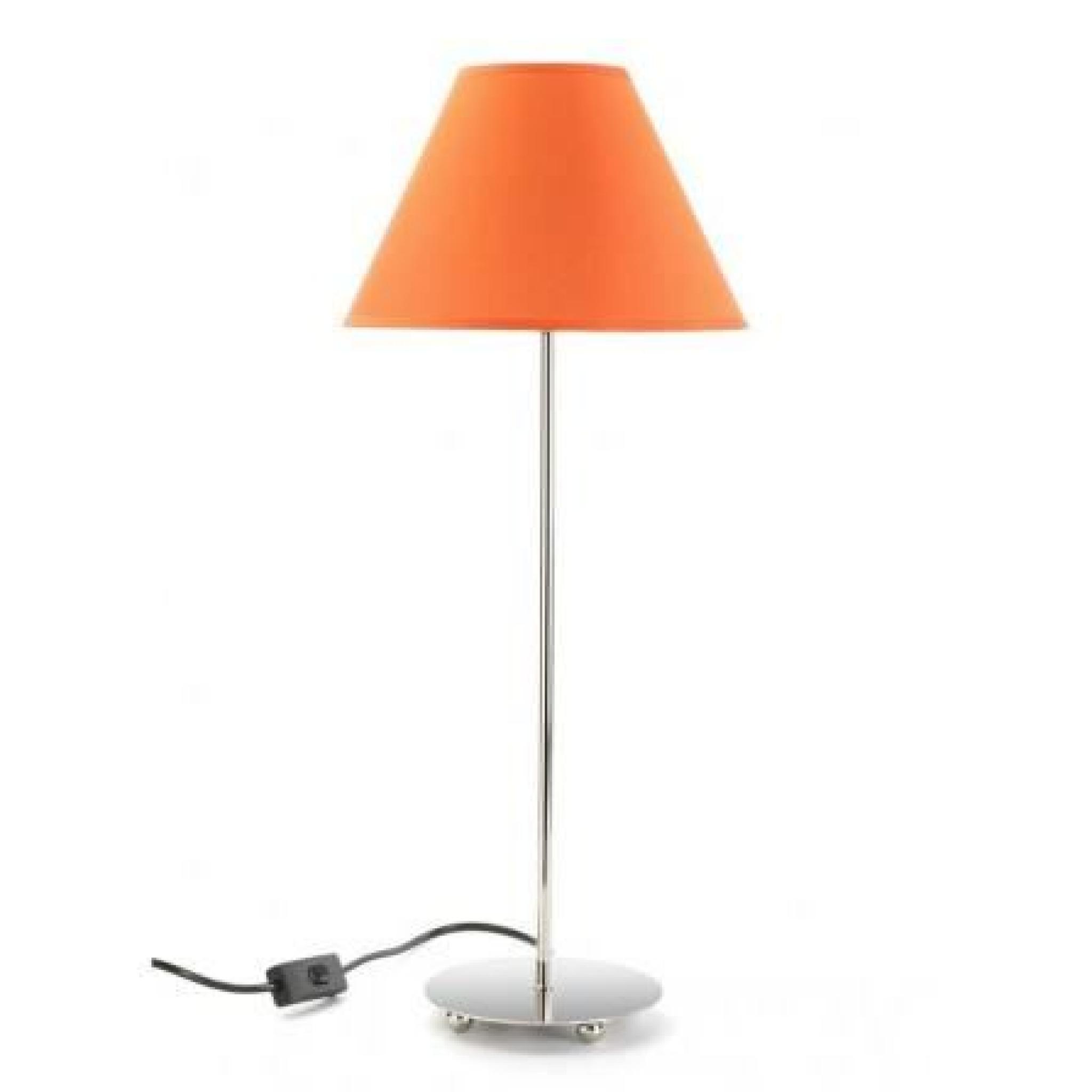 Lampe de Table Chrome et Abat-Jour Orange - Hau...