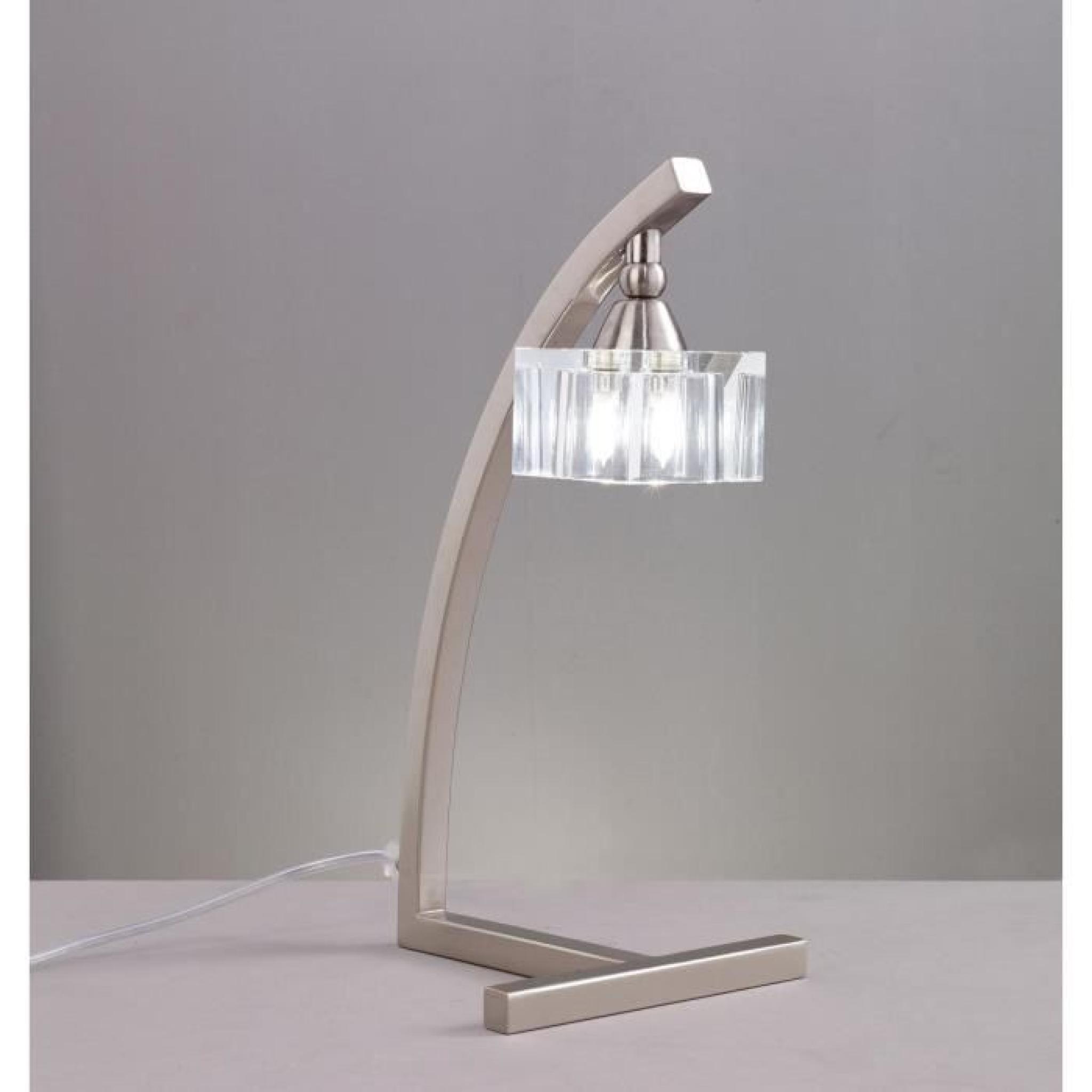 Lampe de Table Cuadrax nickel satine Verre Optique 1L Mantra