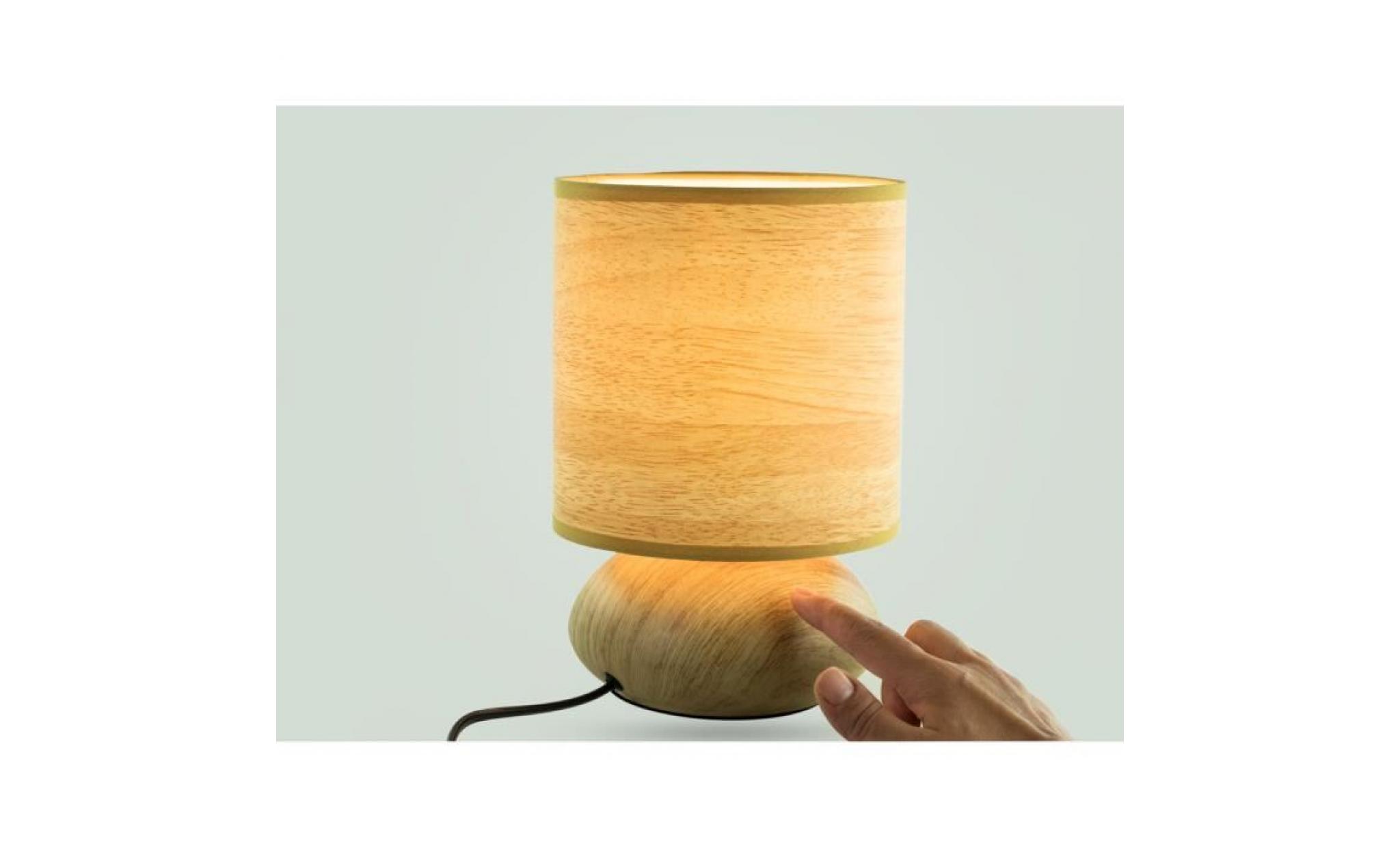 lampe de table décor bois interrupteur touch pas cher