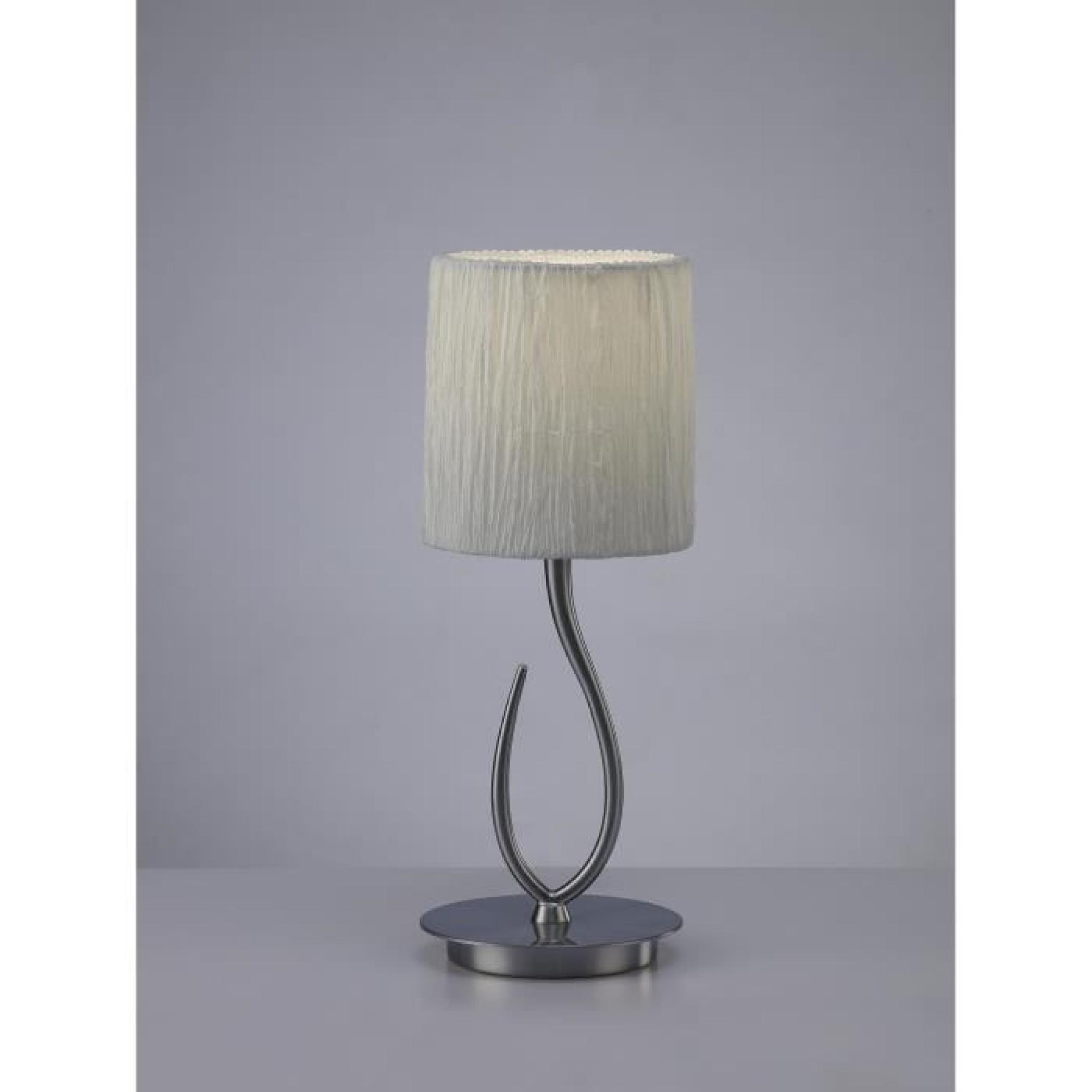 lampe de table design LUA 1L small Nickel satine et blanc - Mantra