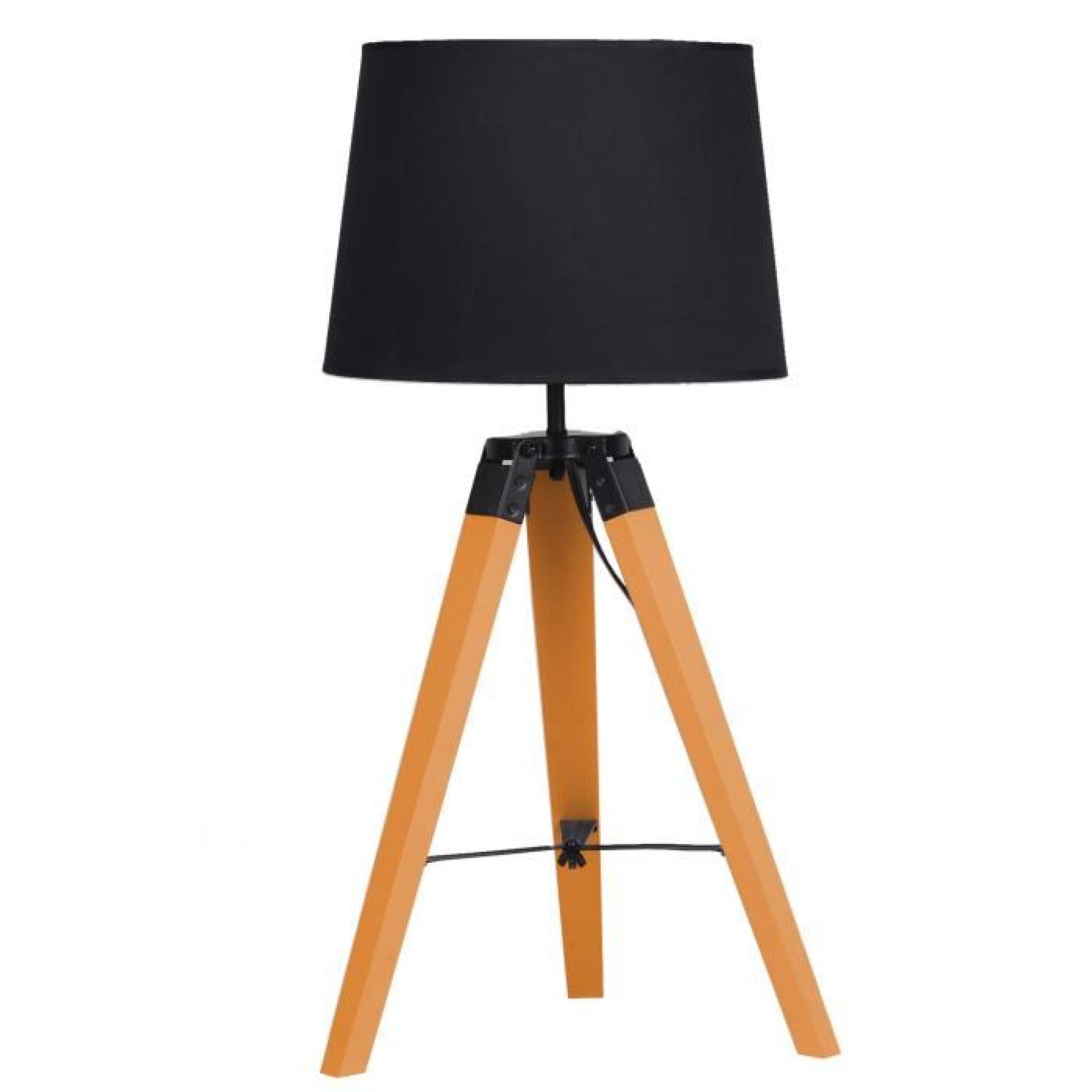 Lampe de table design noir et bois et abat-jour noir VOSTRA