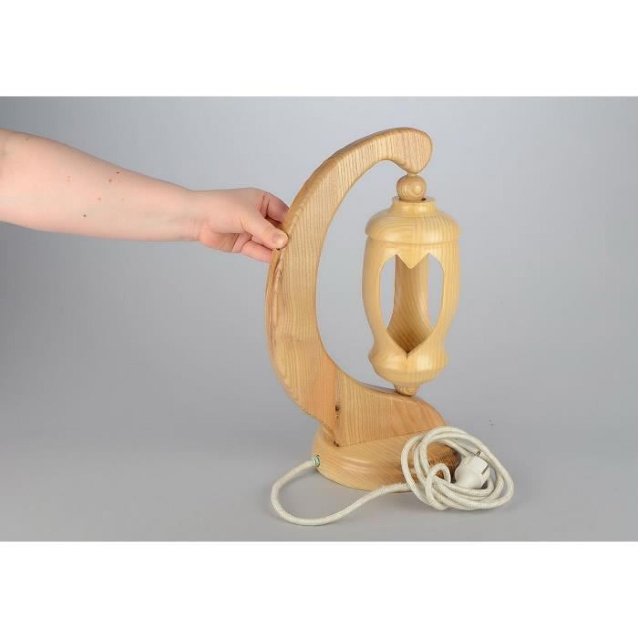 Lampe de table en bois faite main pas cher