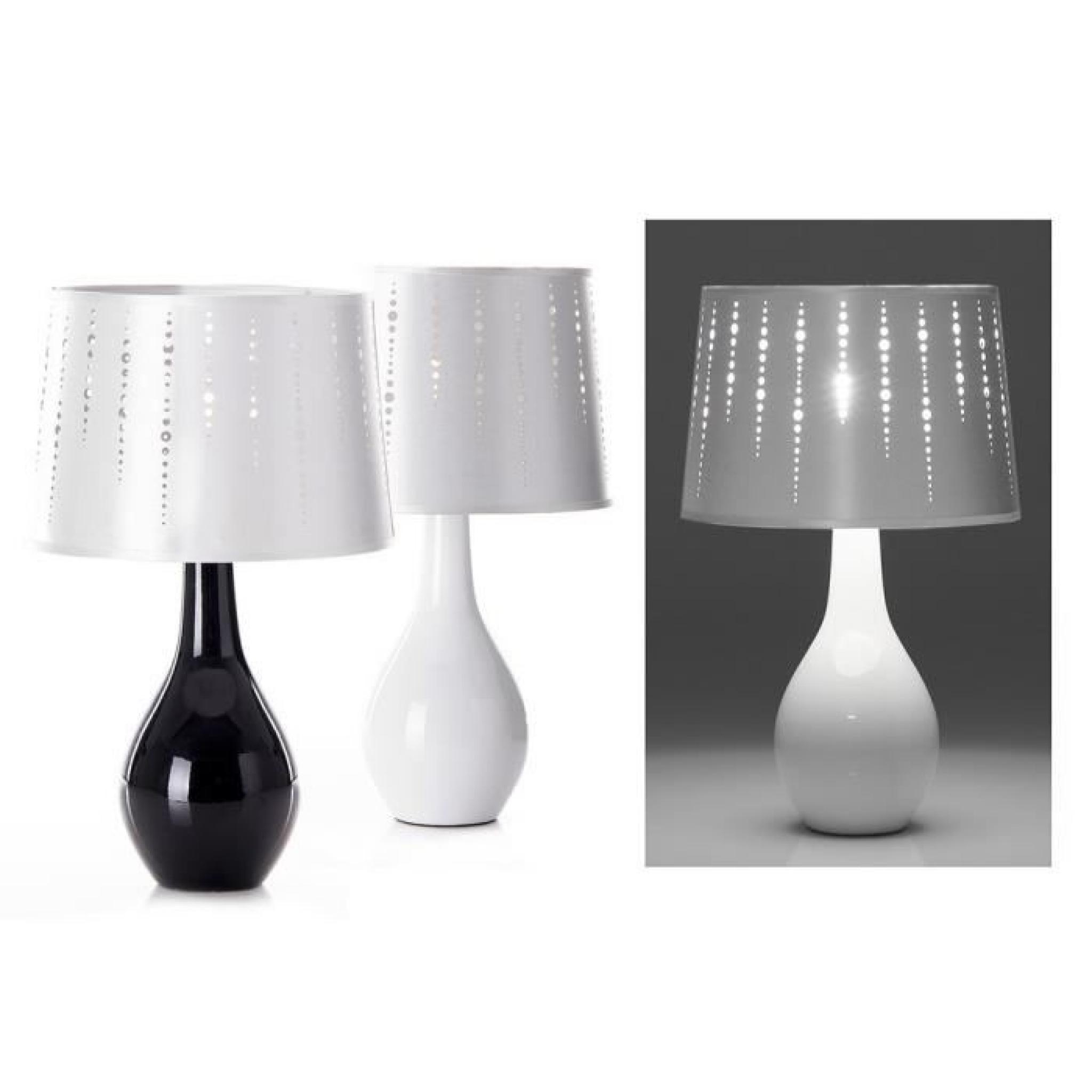 Lampe de table en céramique (28.5x28.5x45 cm). 2 couleures (Blanc)