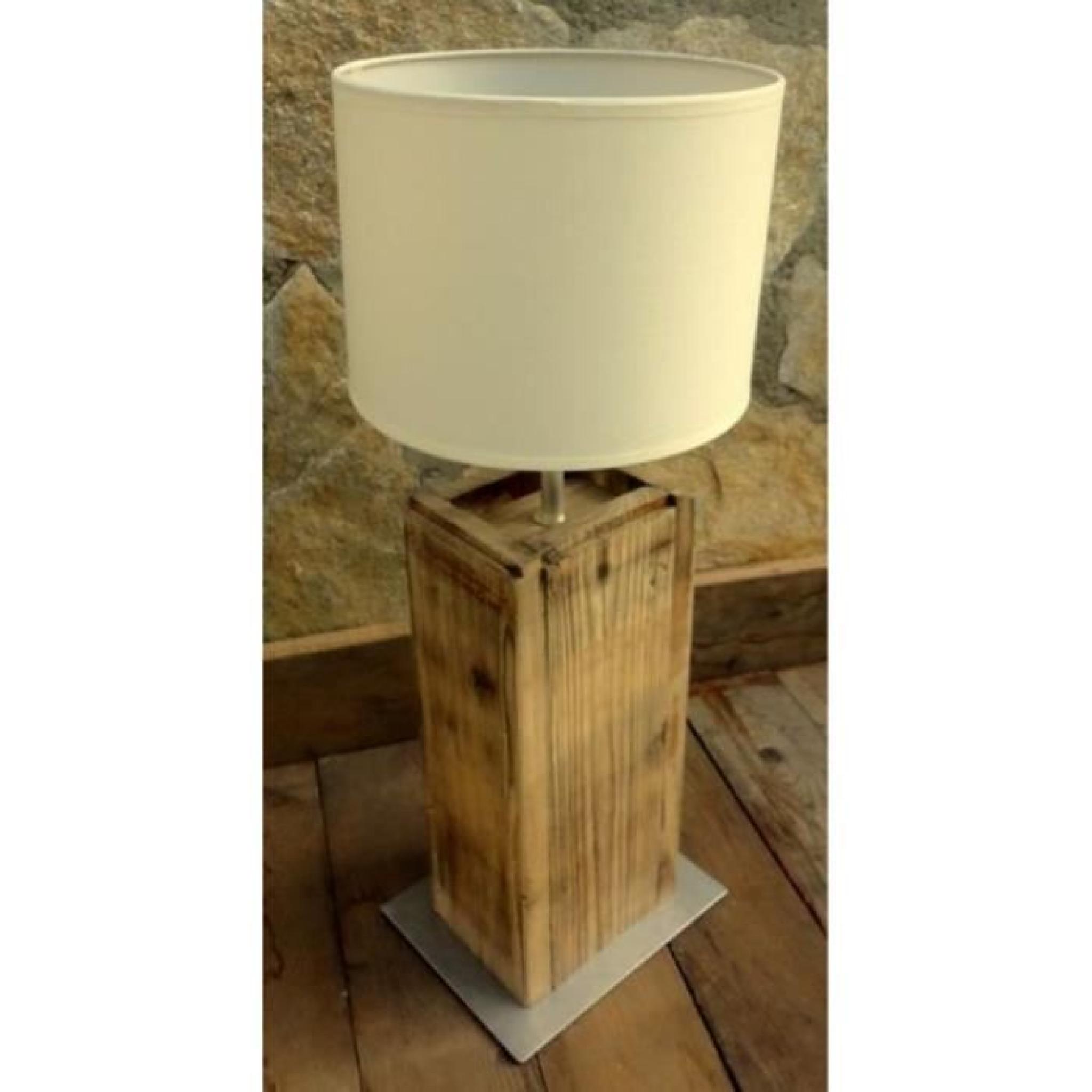 Lampe de table en Vieux Bois 60W - Boutica-Design