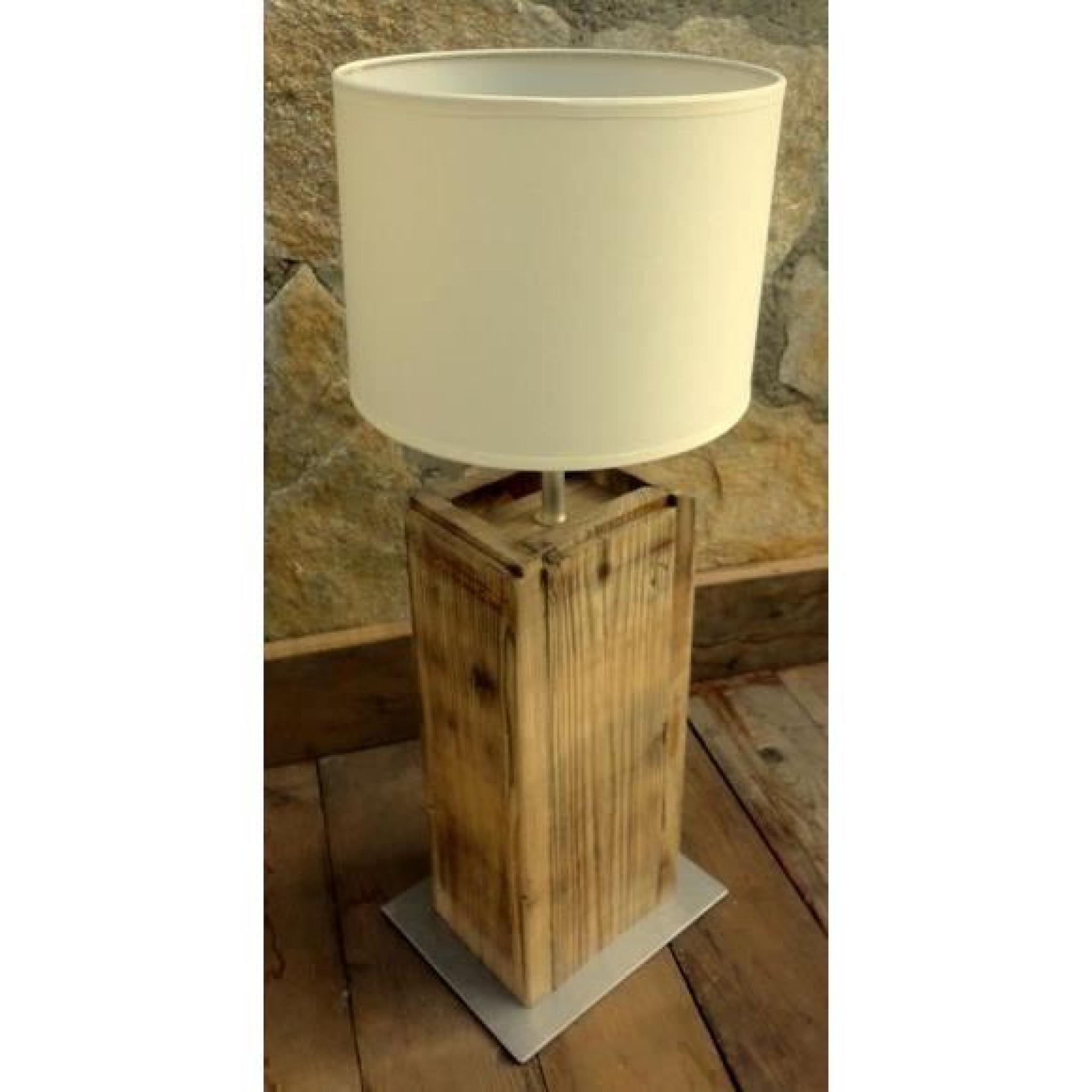 Lampe de table en Vieux Bois 60W - Boutica-Design pas cher