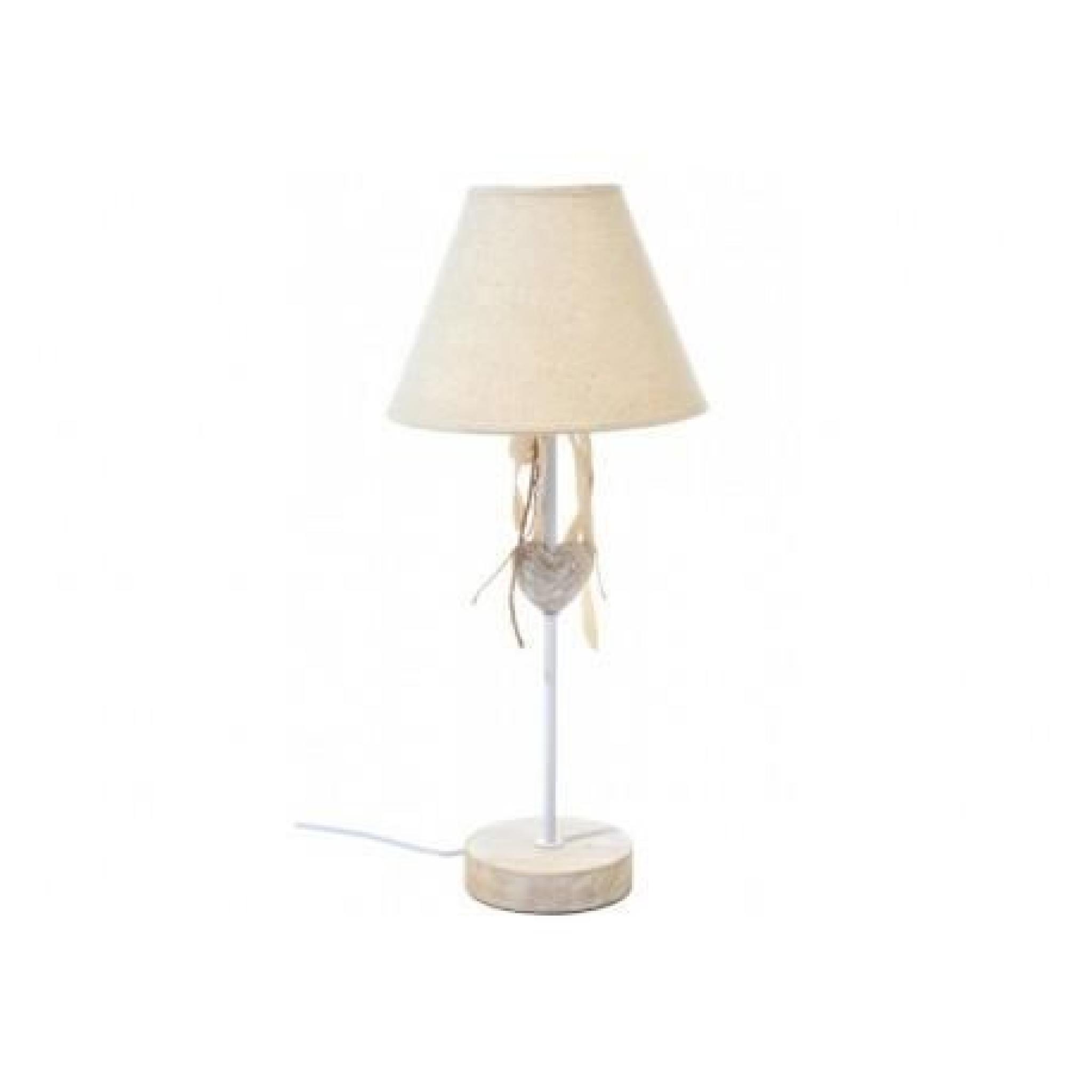 Lampe De Table Fer/Bois Cur Crème/Beige 23X23X53Cm J-line.