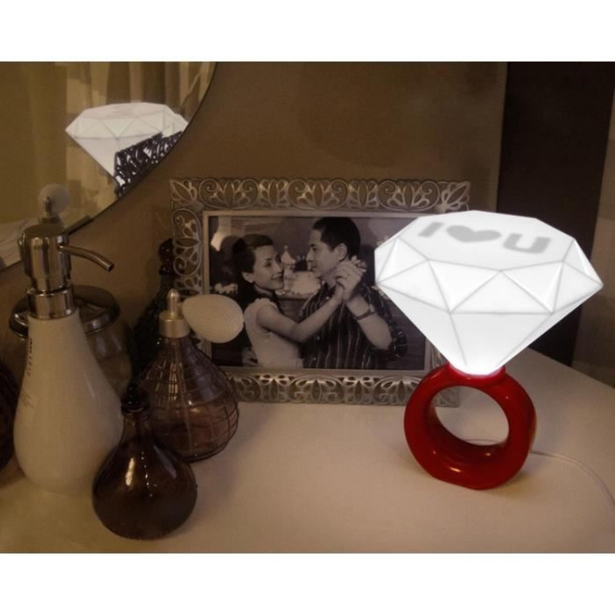 Lampe de table LED Lumière 3D Forme d'anneau Sculpture Décoratifs Art(Blue) pas cher
