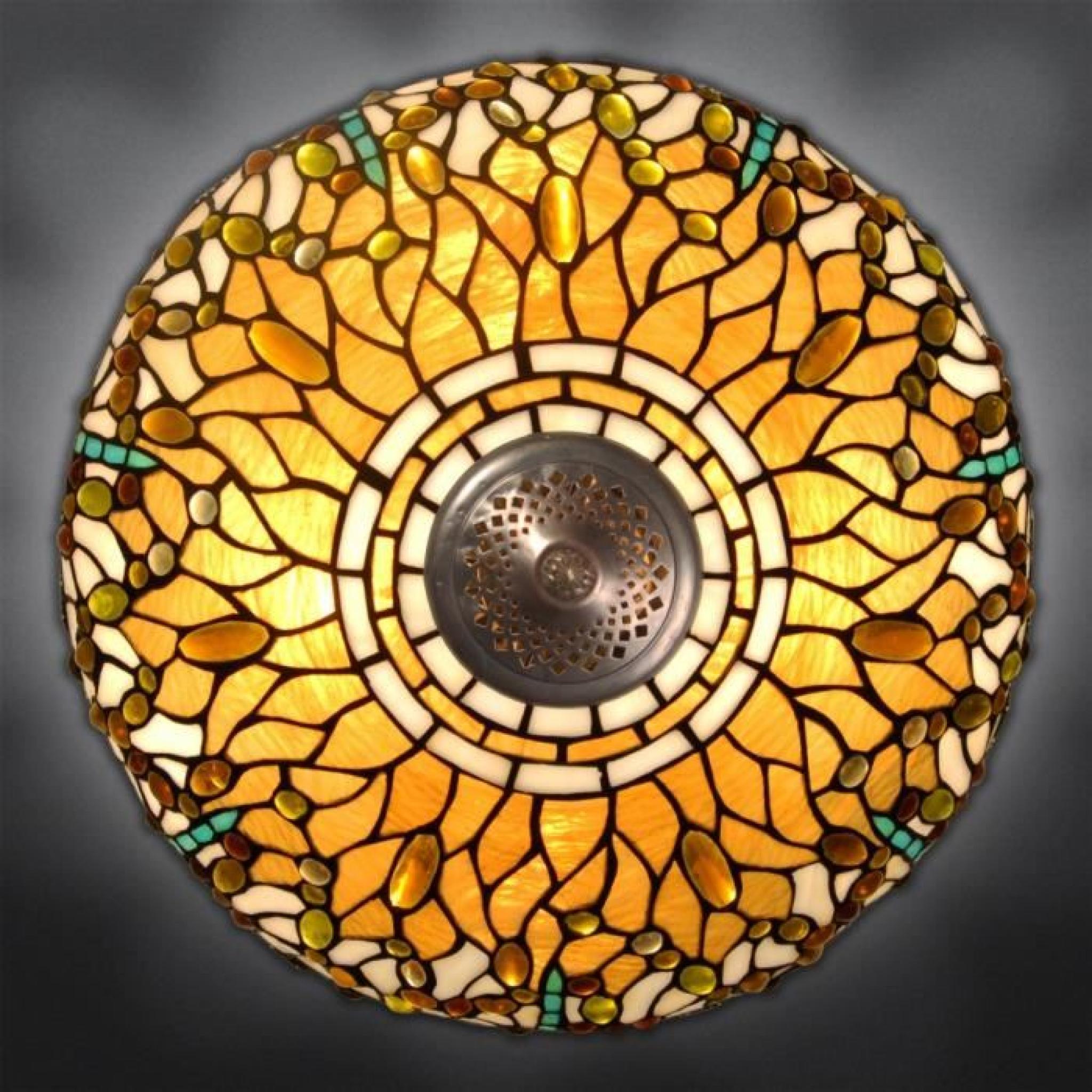 Lampe de table libellule style Tiffany avec base de métallique bronzé pas cher