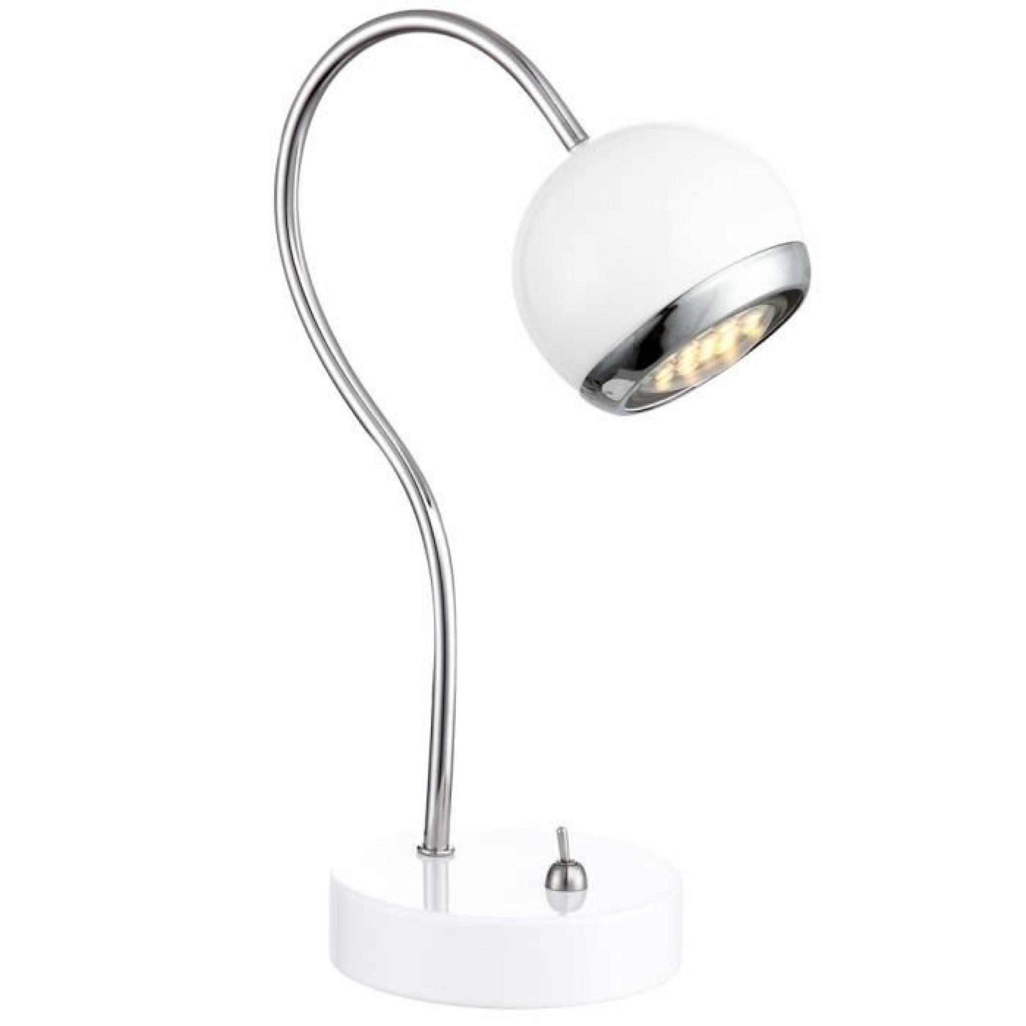 Lampe de table luminaire éclairage lecture blanc rétro bureau boule interrupteur