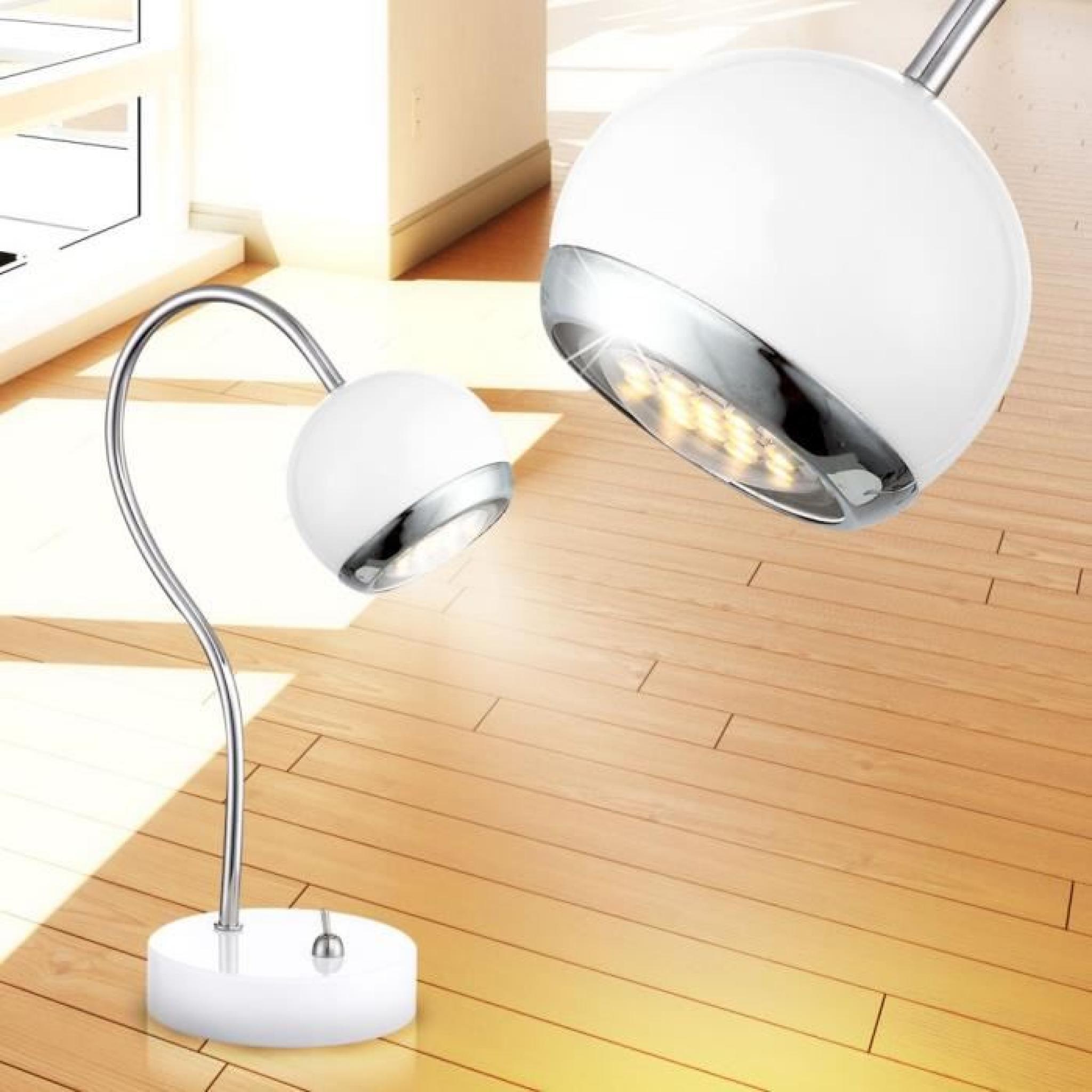 Lampe de table luminaire éclairage lecture blanc rétro bureau boule interrupteur pas cher