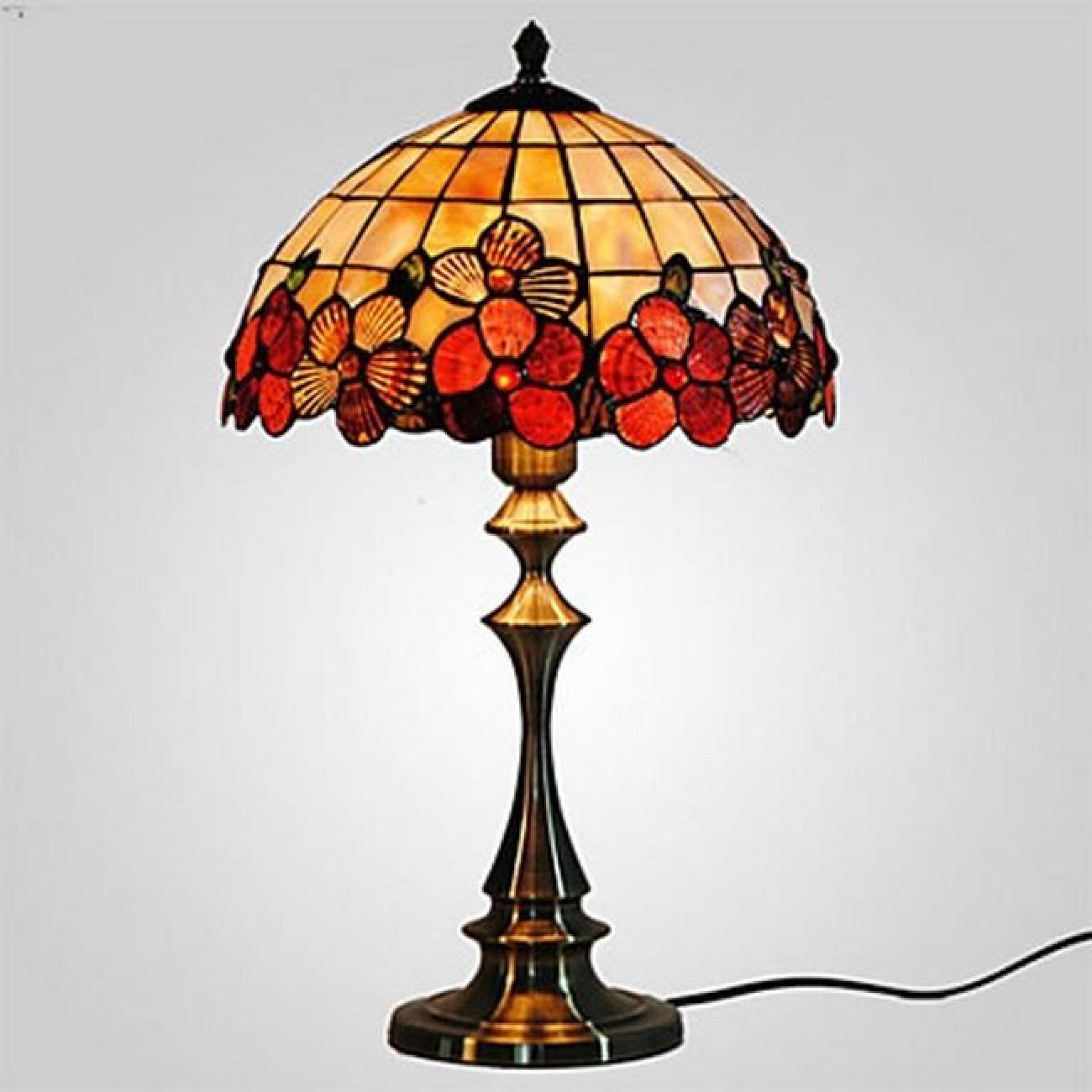 Lampe de table tiffany à motifs fleurs TU