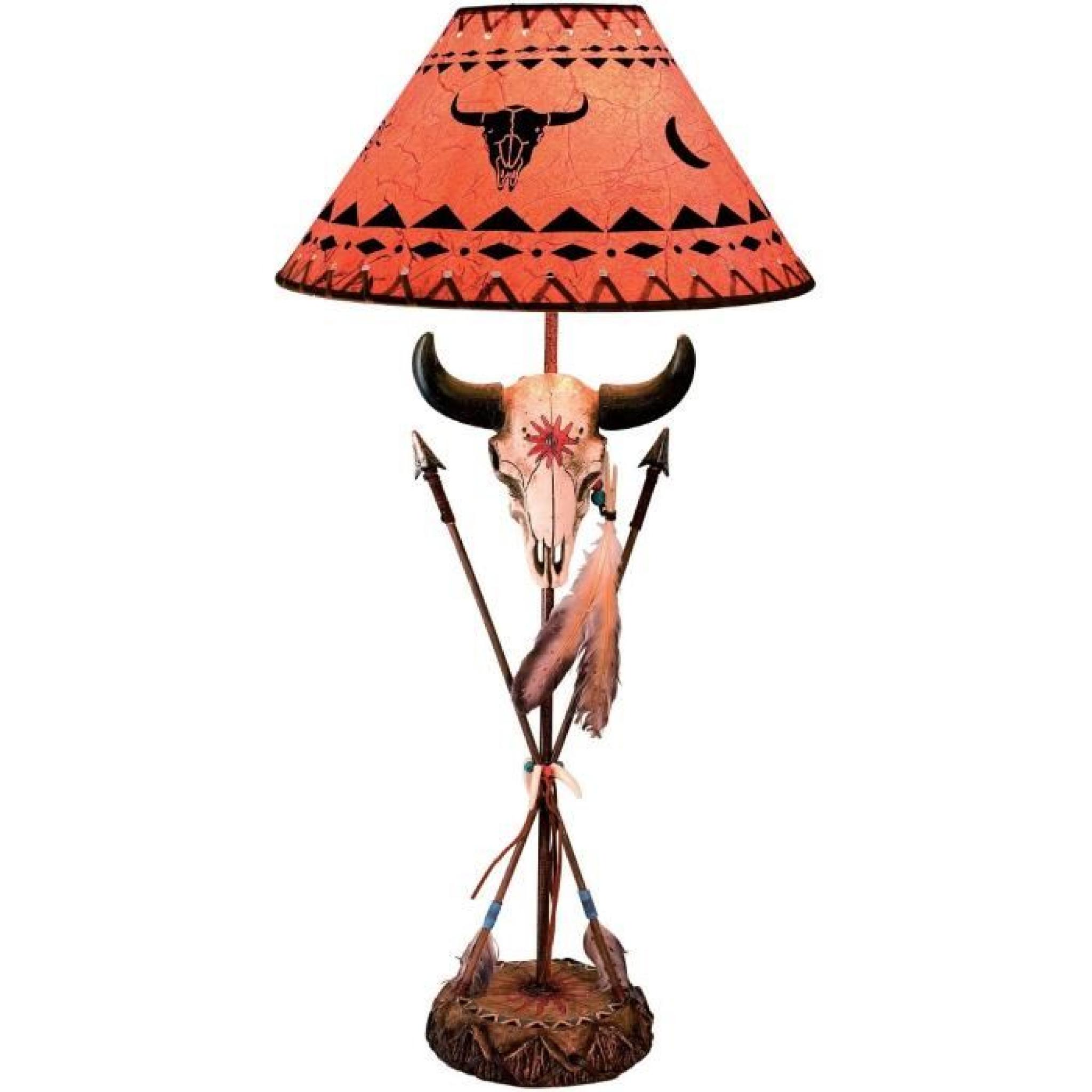 Lampe décor Indien figurine Crâne de bison - 75 cm - Western