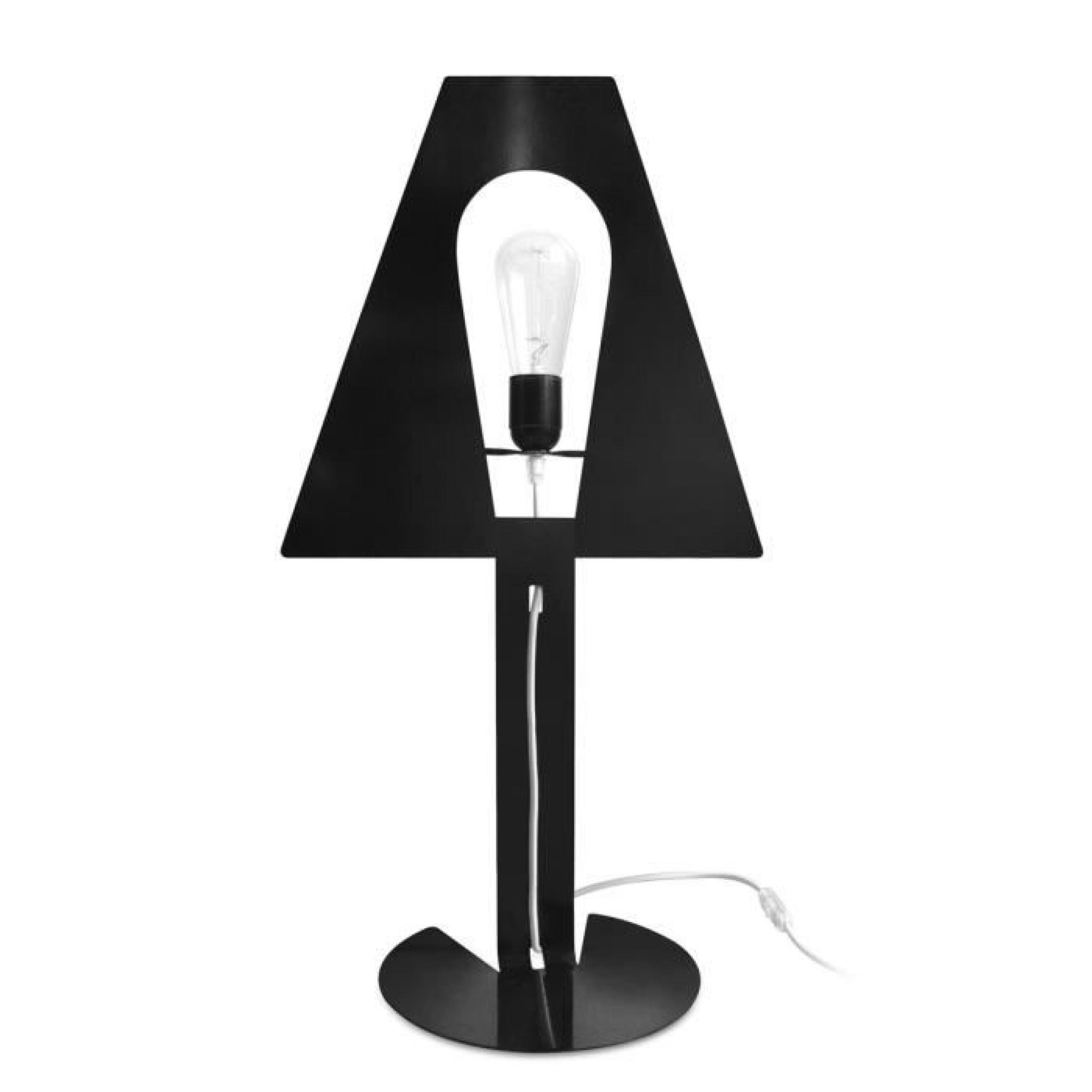 Lampe design à poser XL noire fil blanc
