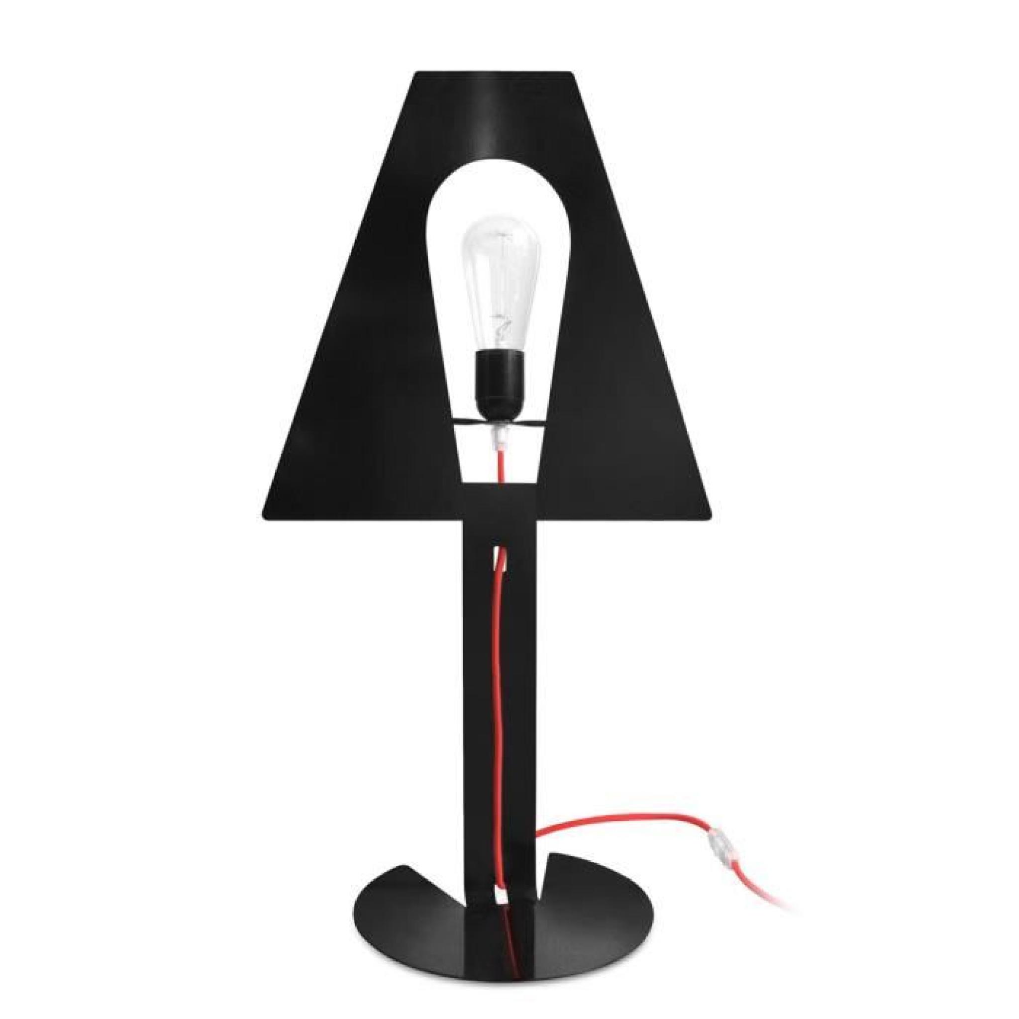 Lampe design à poser XL noire fil rouge