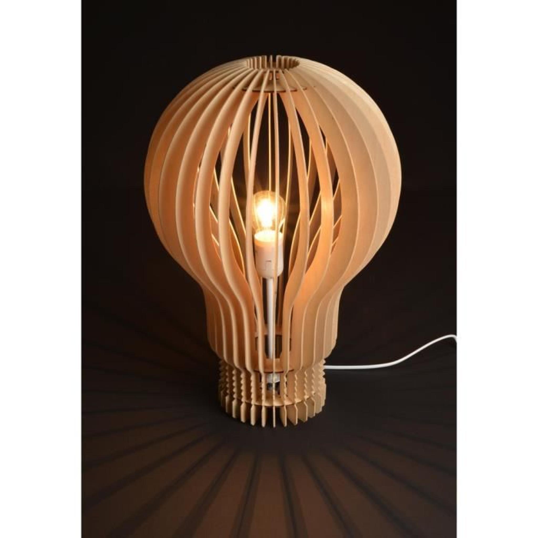 Lampe design en bois ampoule
