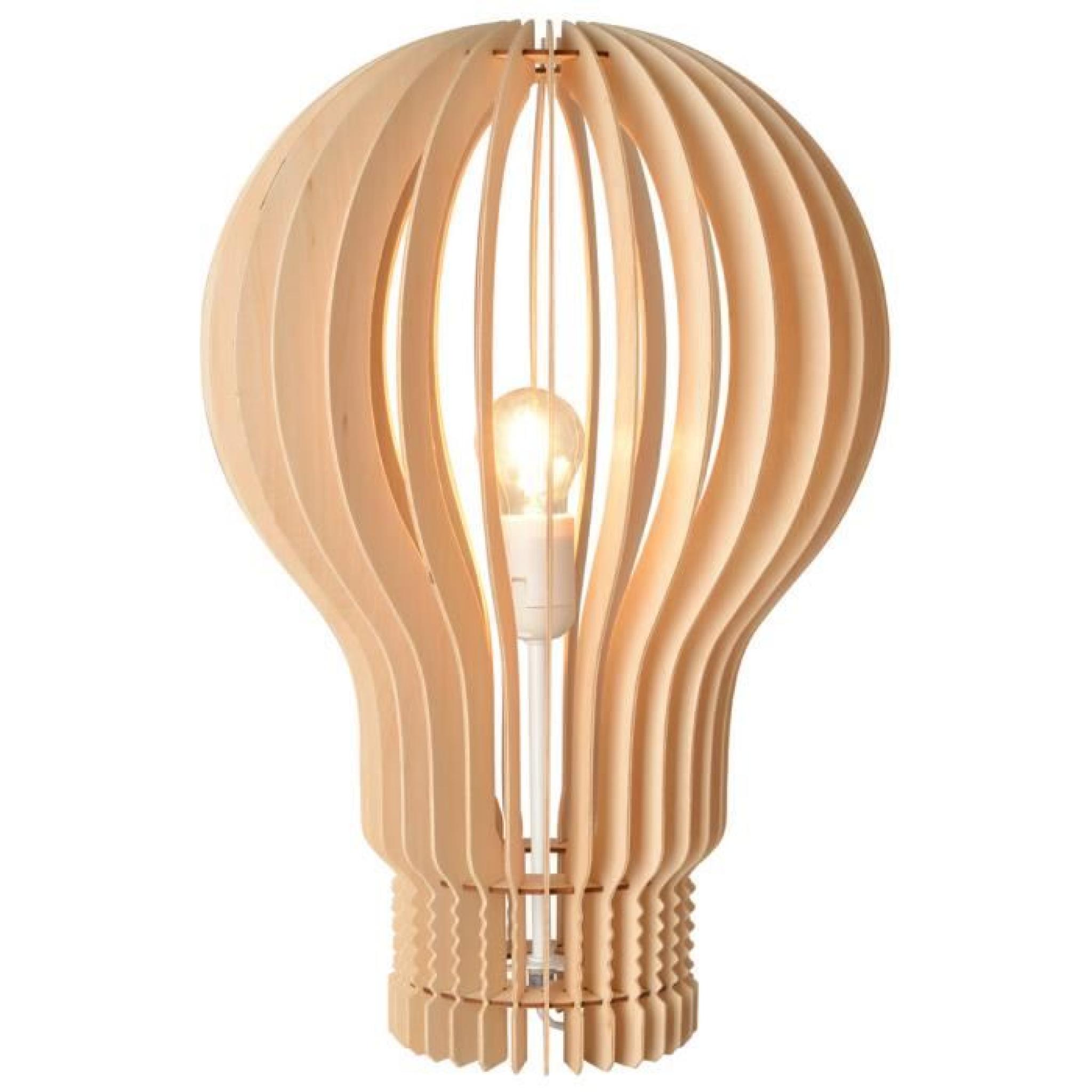 Lampe design en bois ampoule pas cher