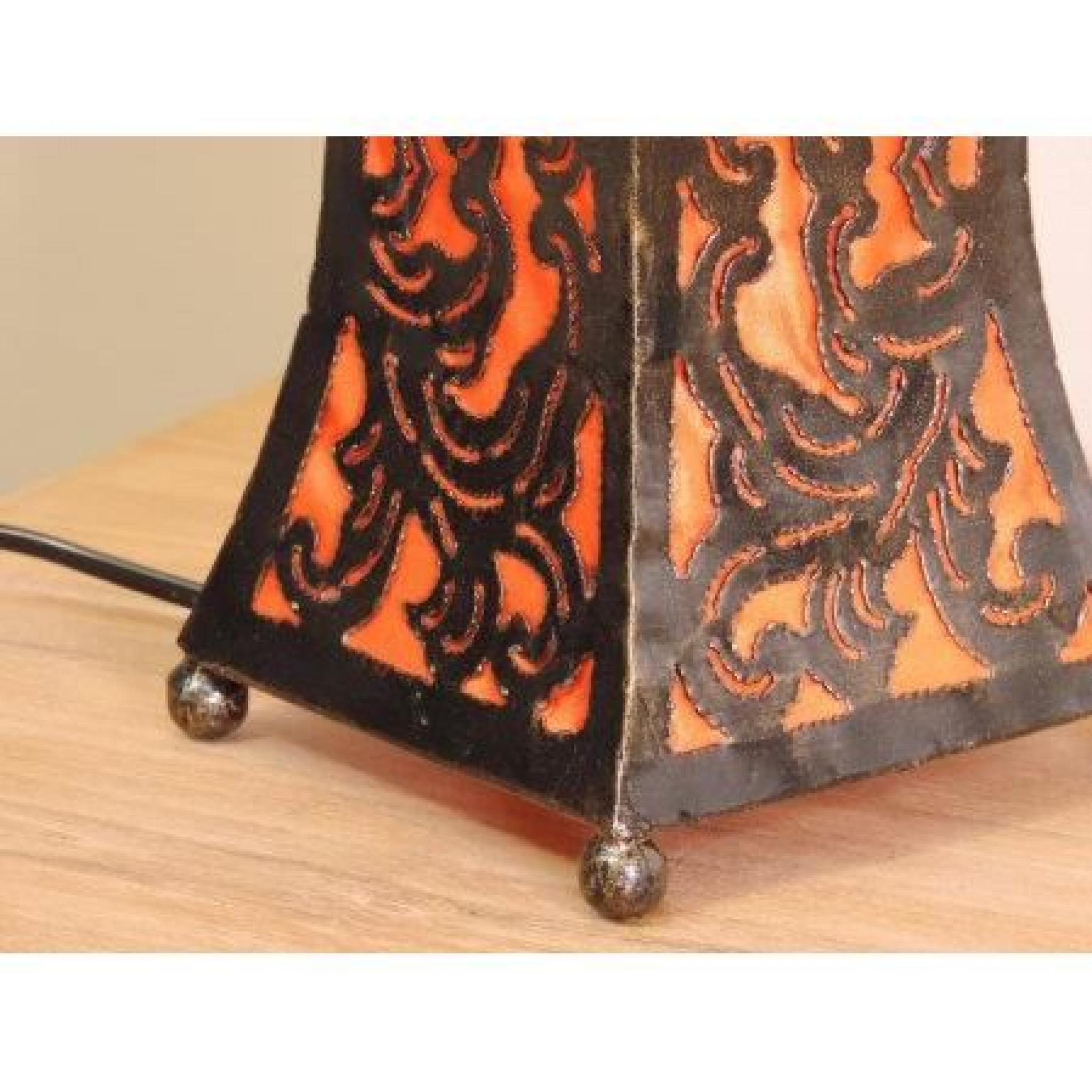Lampe en acier cintrée orange 20 cm pas cher