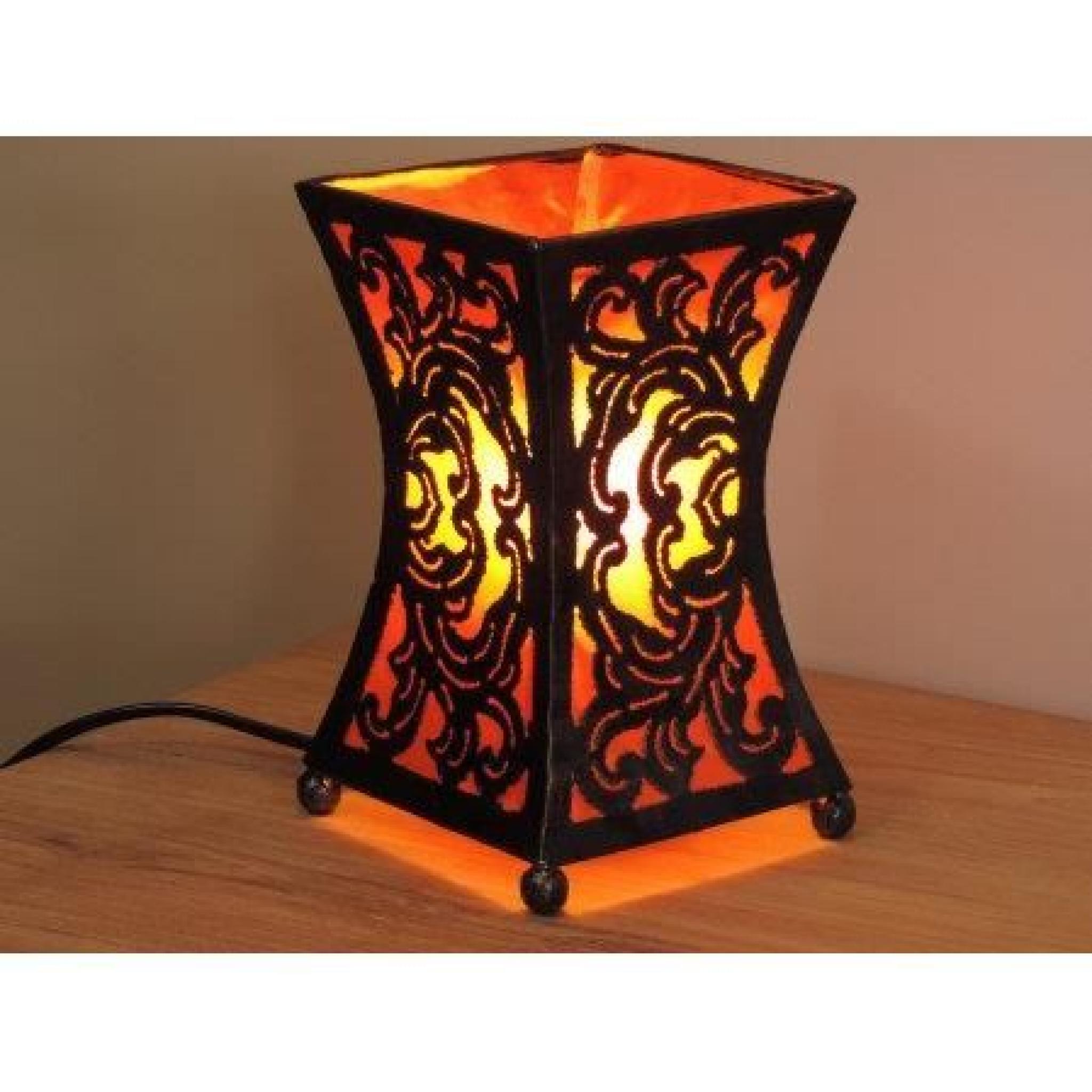 Lampe en acier cintrée orange 20 cm pas cher