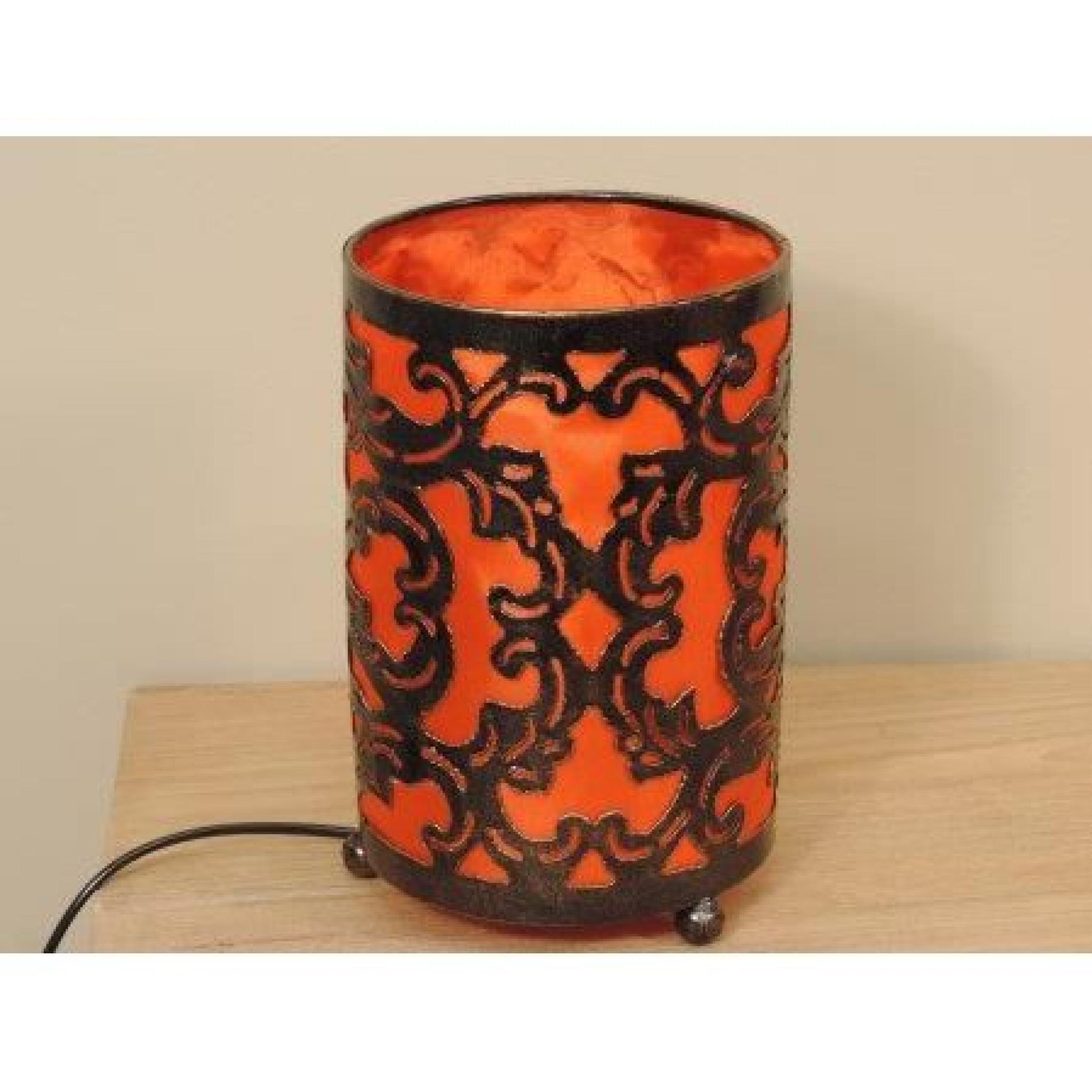 Lampe en acier cylindrique orange 12 cm hauteu...