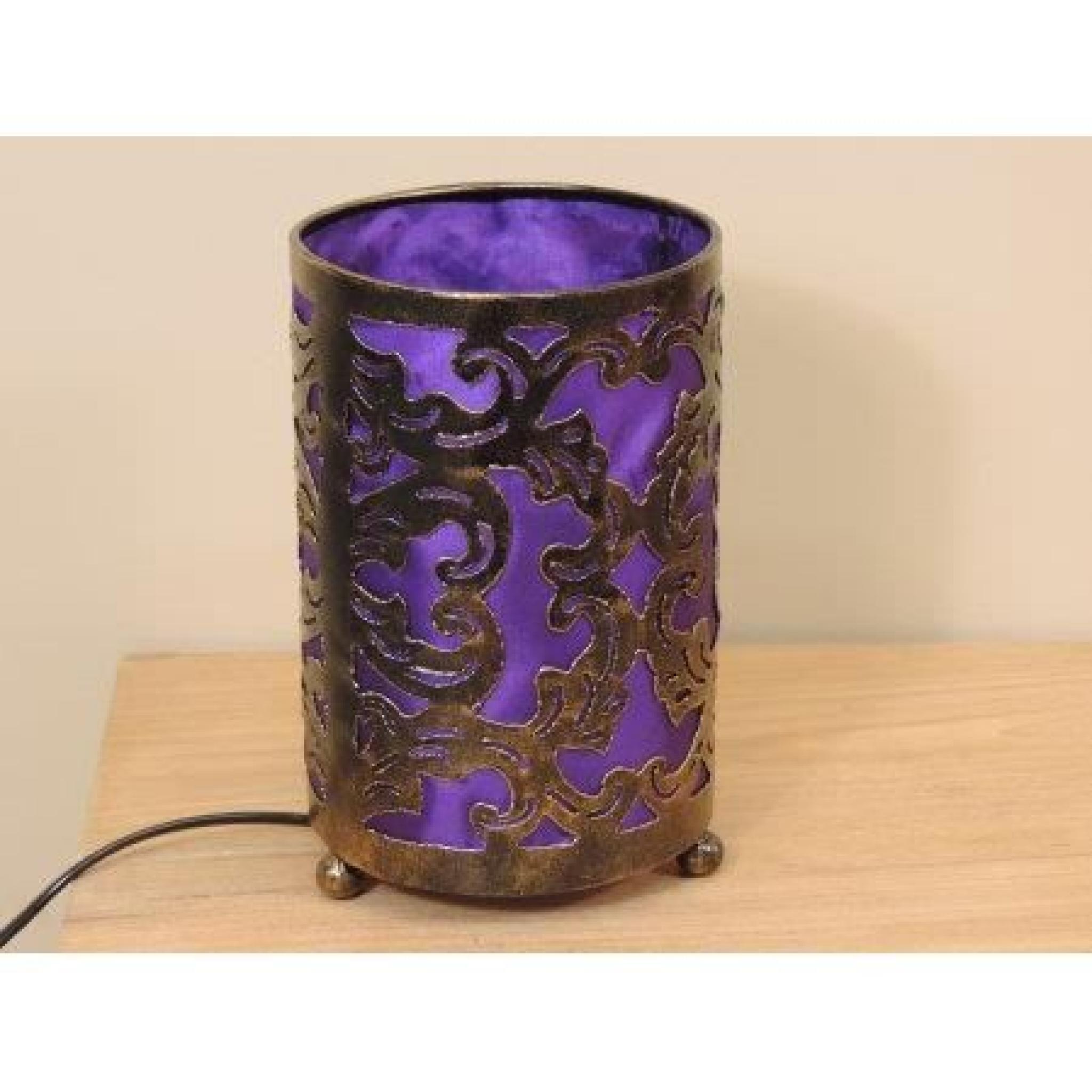 Lampe en acier cylindrique violet 12 cm hauteu...