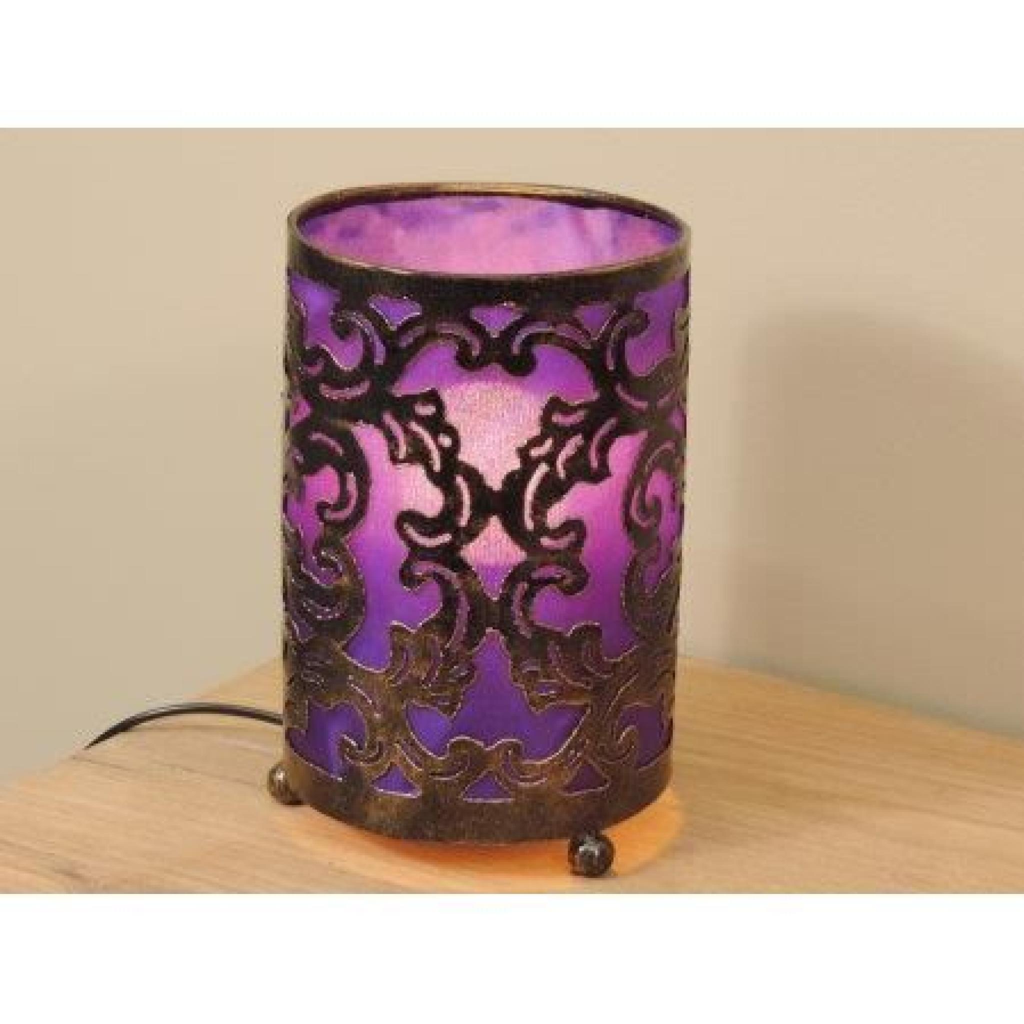 Lampe en acier cylindrique violet 12 cm hauteu... pas cher