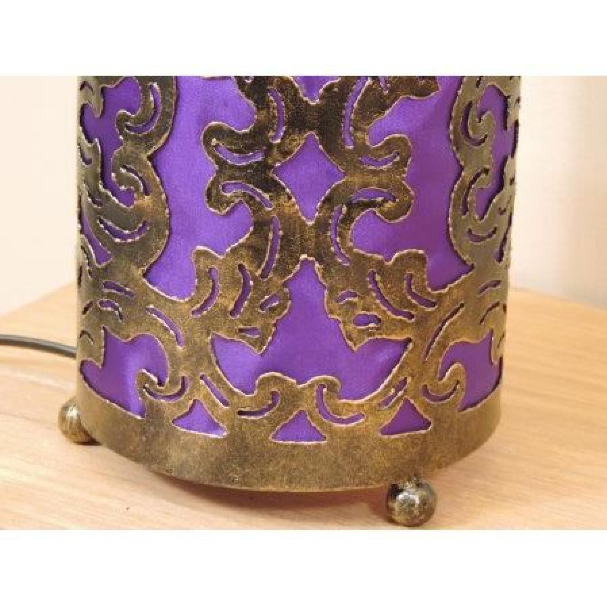 Lampe en acier cylindrique violet 12 cm hauteu... pas cher
