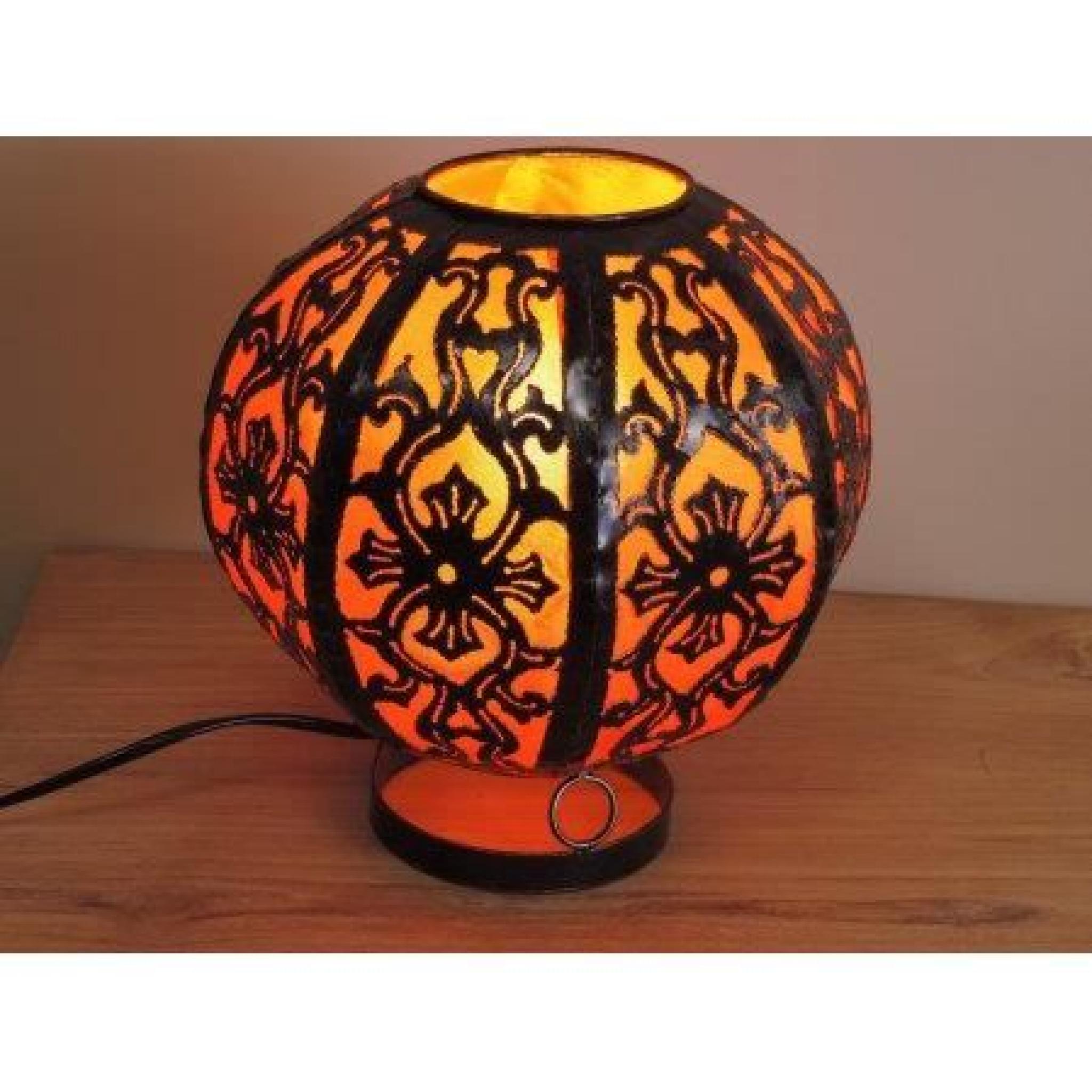 Lampe en acier ronde orange 22 cm pas cher