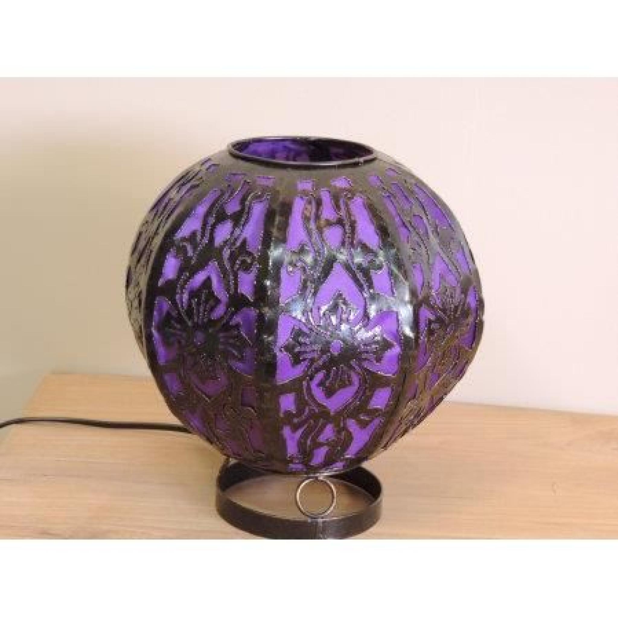Lampe en acier ronde violet 22 cm