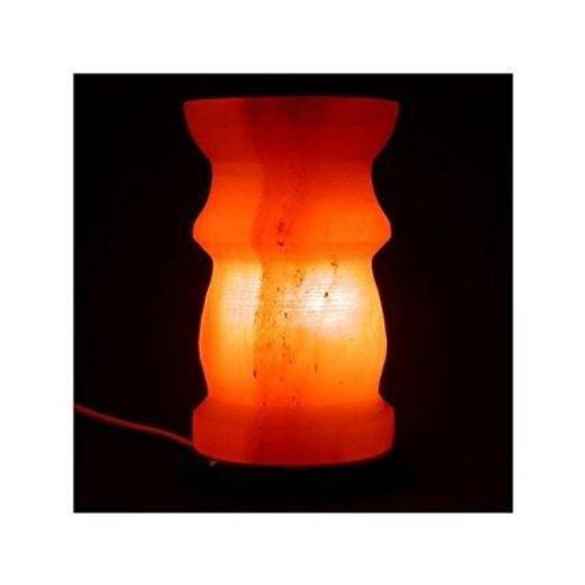 Lampe en cristal de sel tour 22 12cm socle bois