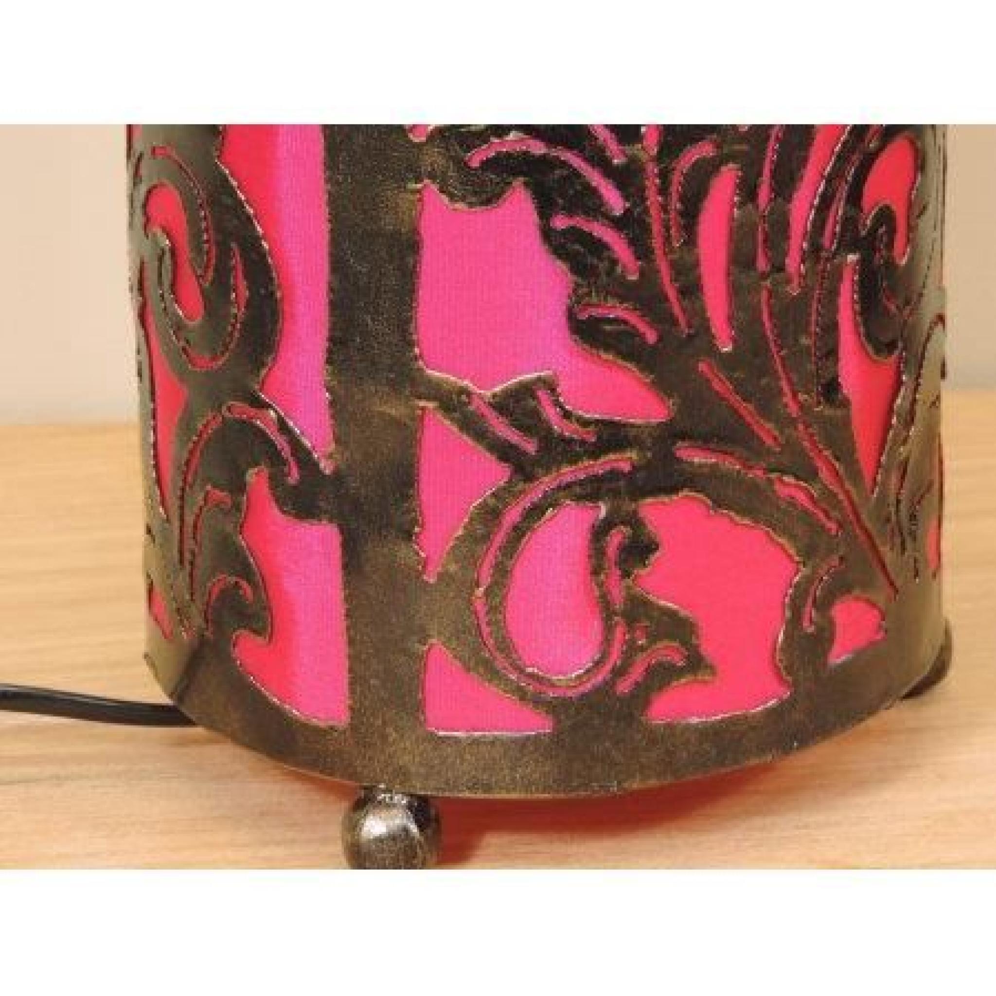 Lampe en fer forgé cylindrique rose 16 cm haute... pas cher
