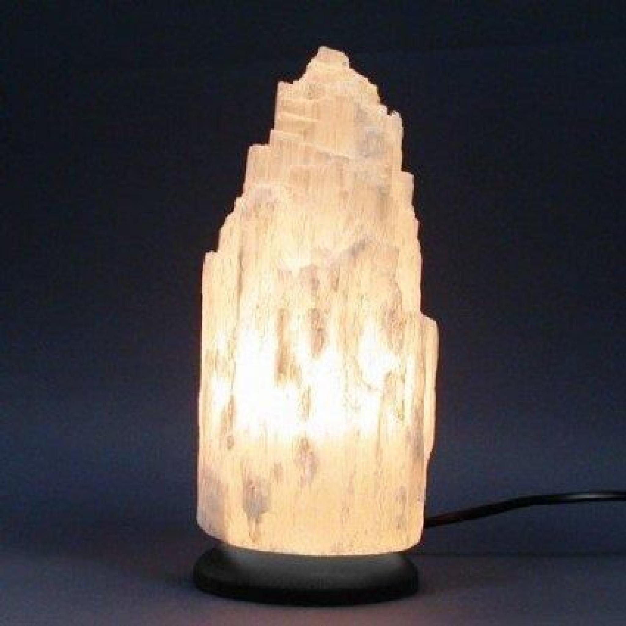 Lampe en sélénite du Maroc 20 a 25 cm  Branchement  Ampoule